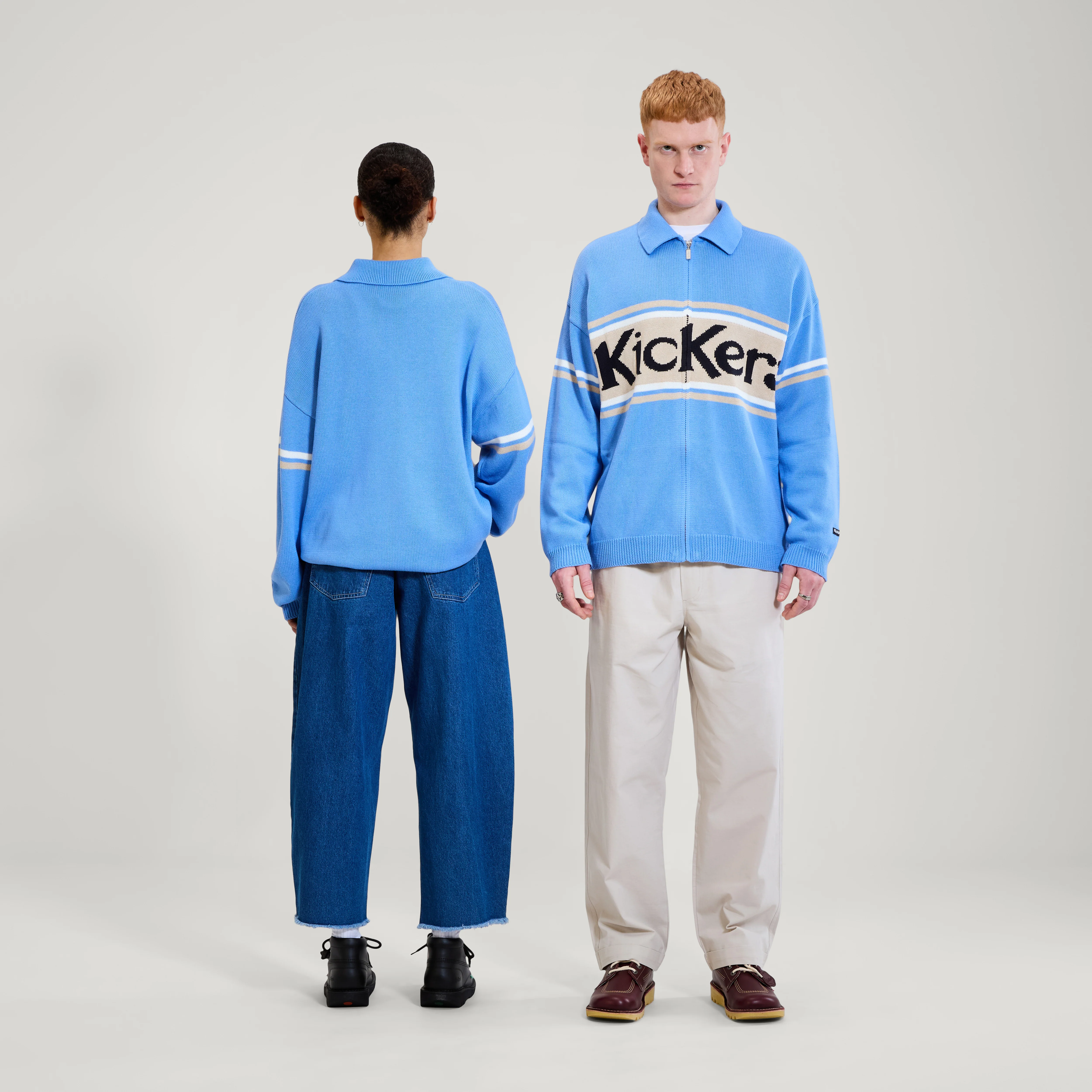 Adult Unisex Kickers Classic Zip Through Knit Blue - Image 2