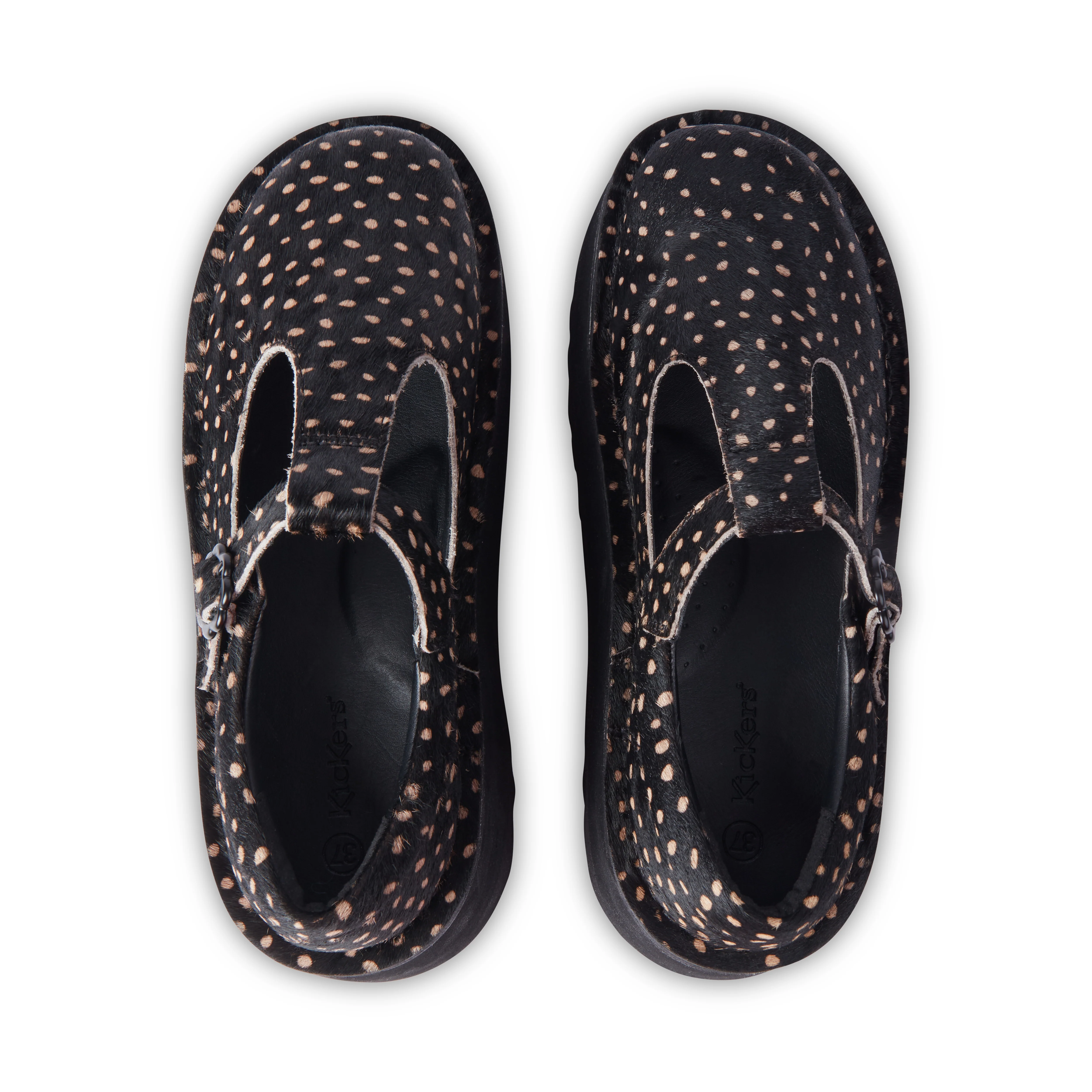 Adult Women Kick T Bar Platform Leather Black - Image 4