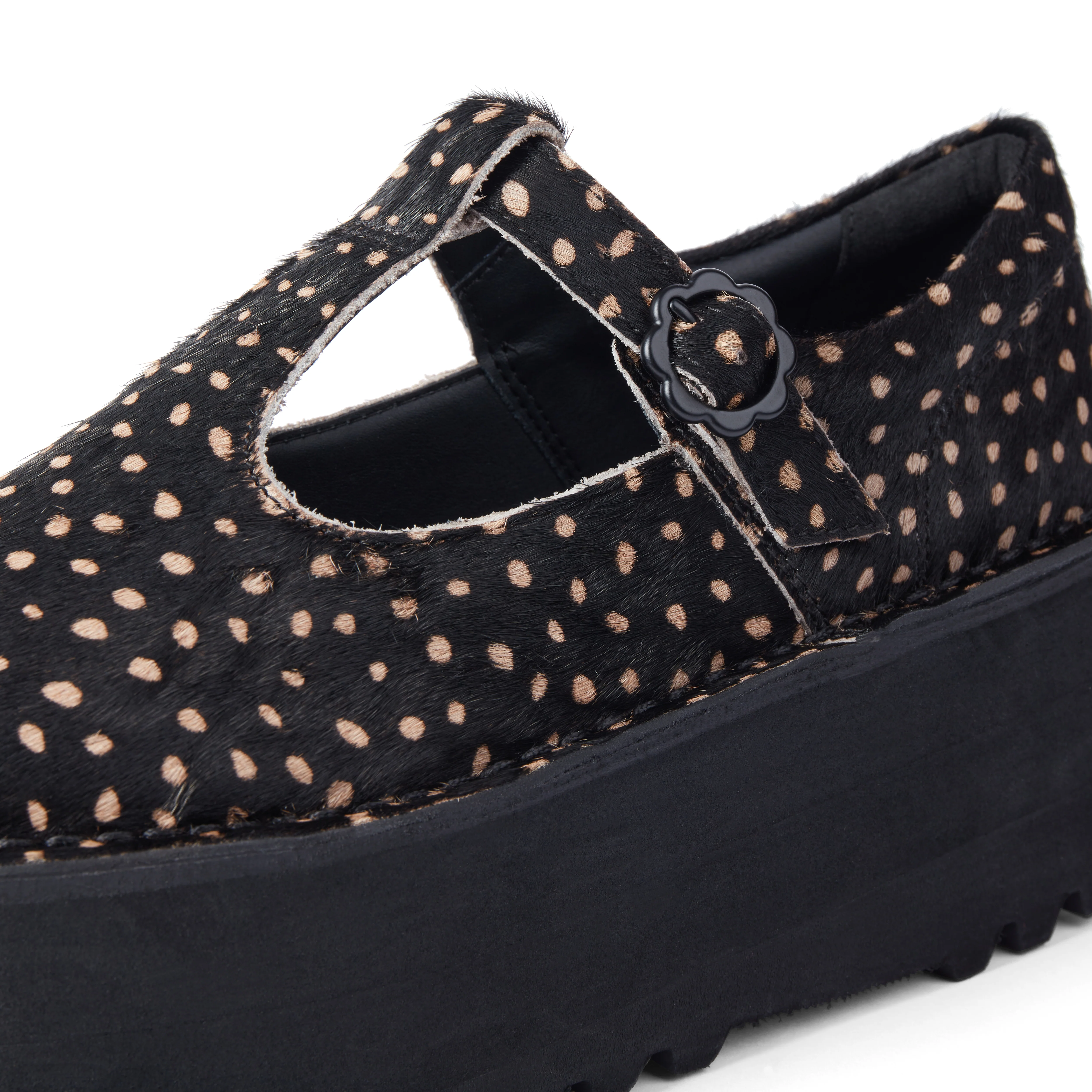 Adult Women Kick T Bar Platform Leather Black - Image 6
