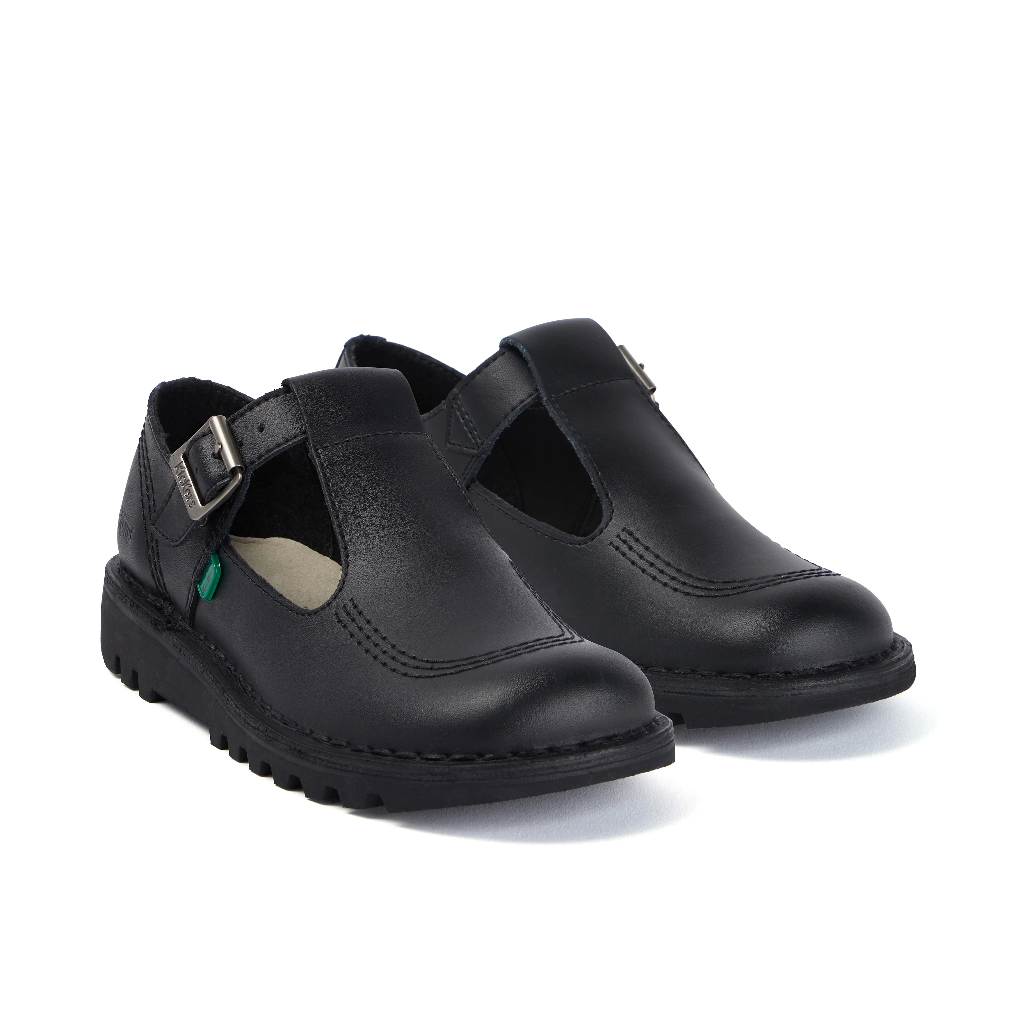 Adult Womens Kick T Bar Leather Black - Image 3