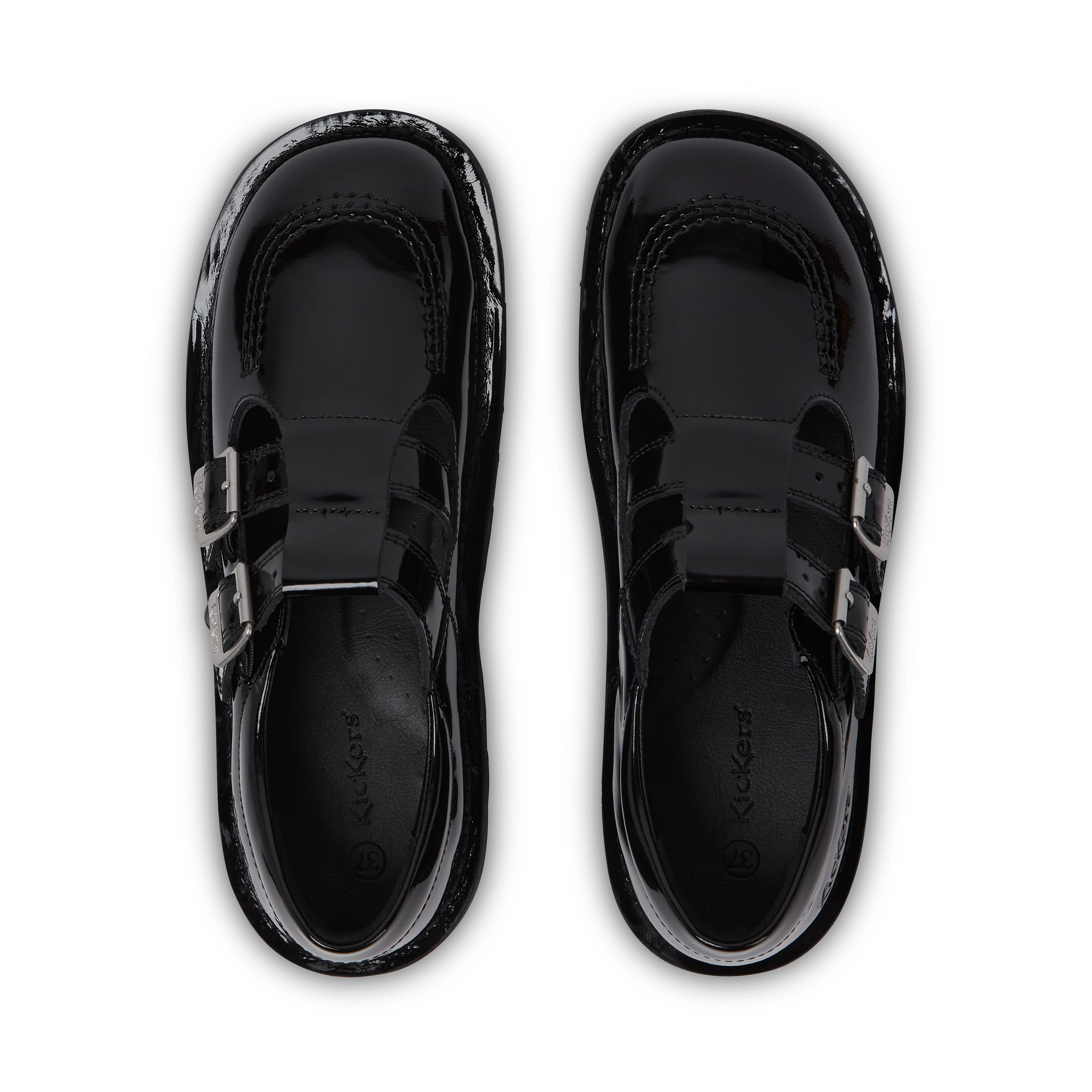 Adult Womens Kick T Double Patent Leather Black - Image 4