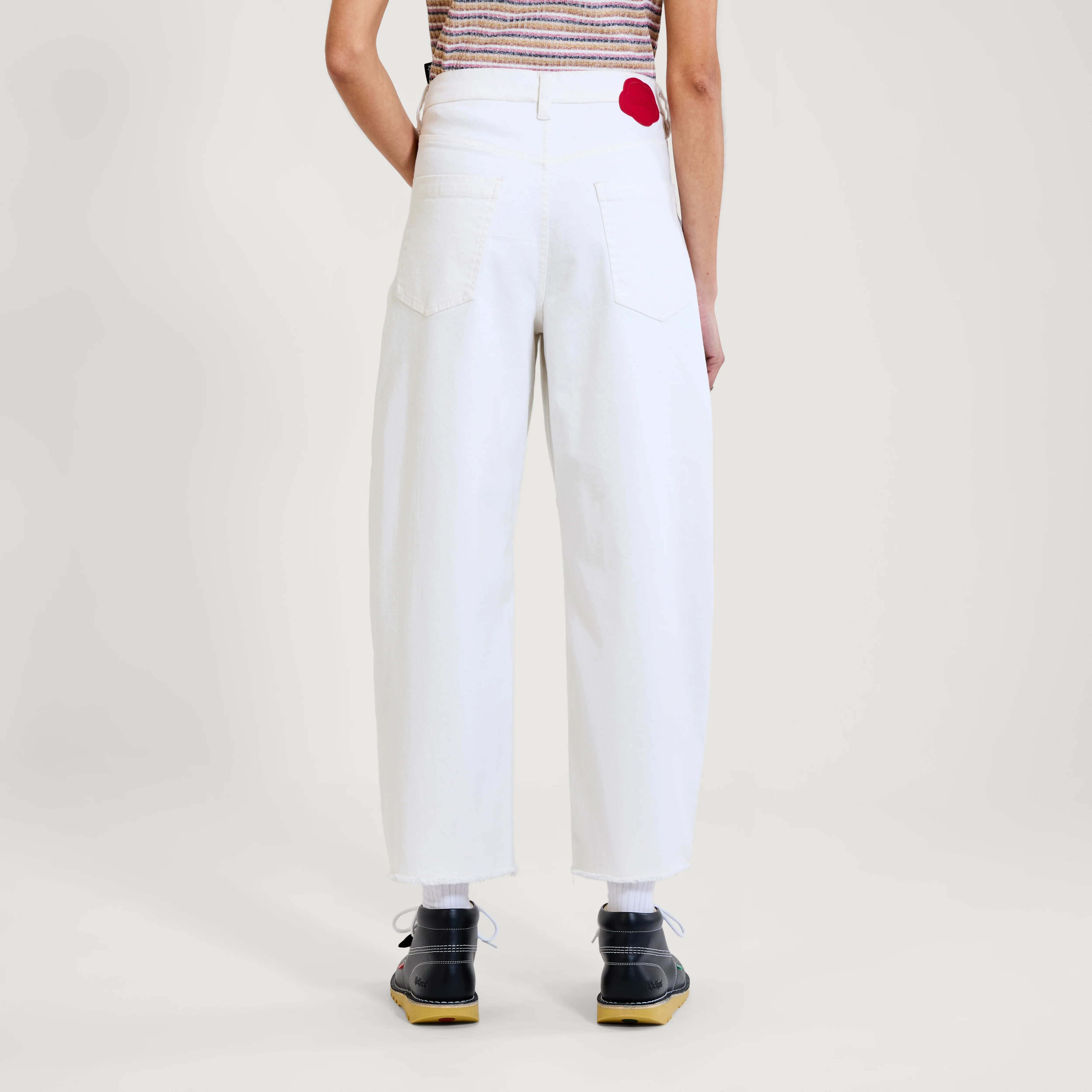 Adult Womens Kickers Classic Barrel Leg Jean White - Image 3