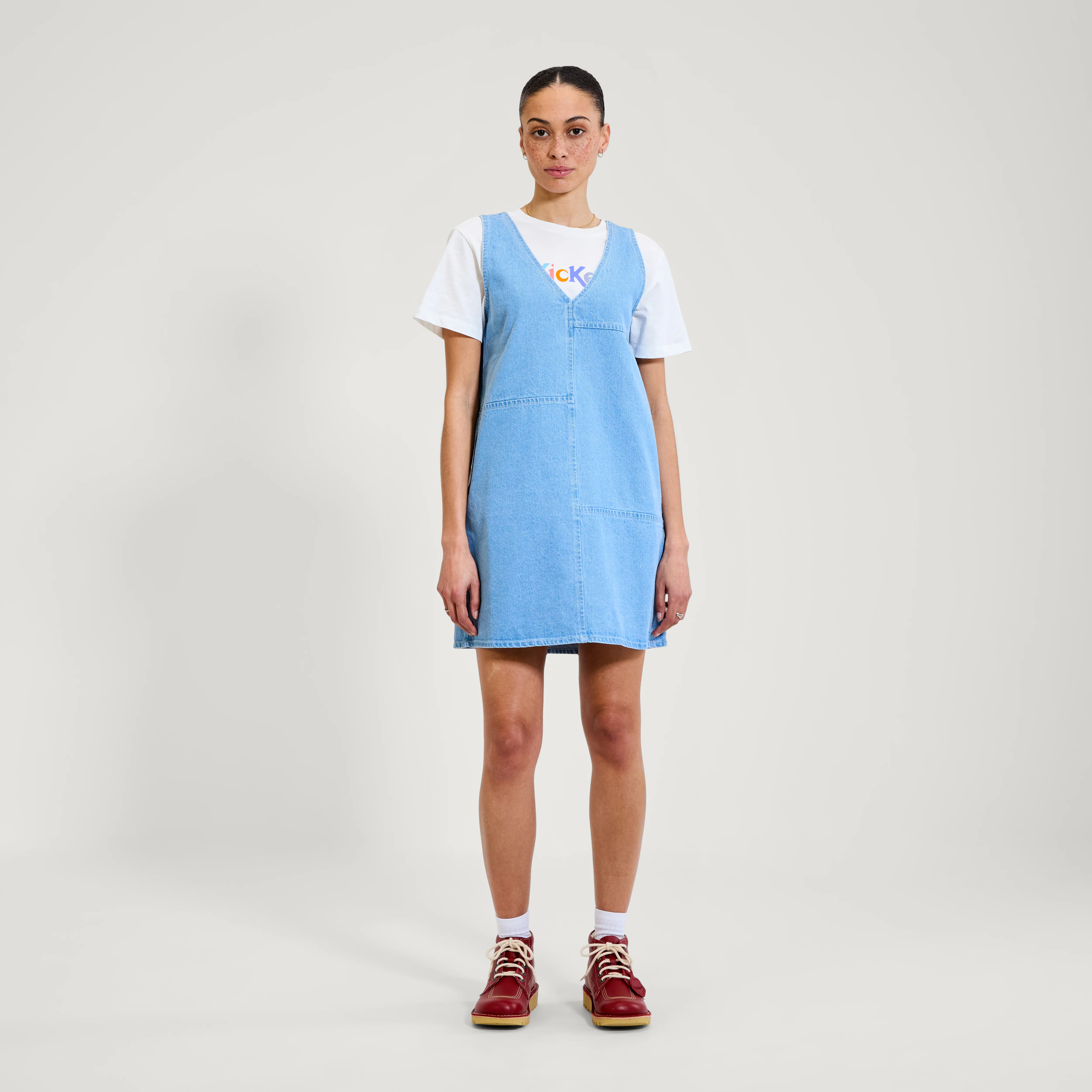 Adult Womens Kickers Classic Denim Mini Dress Blue - Image 4