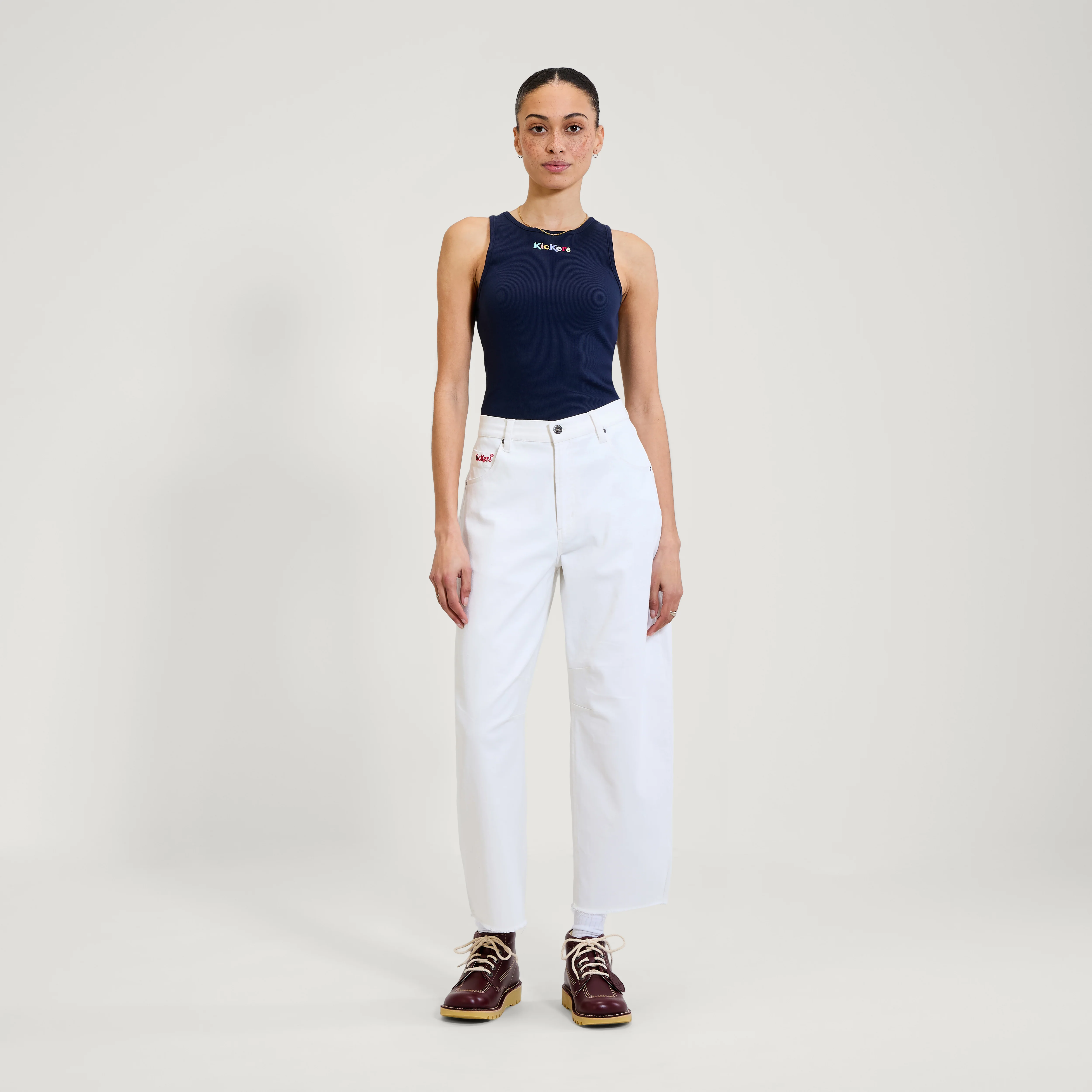 Adult Womens Kickers Classic Ribbed Vest Navy - Image 3