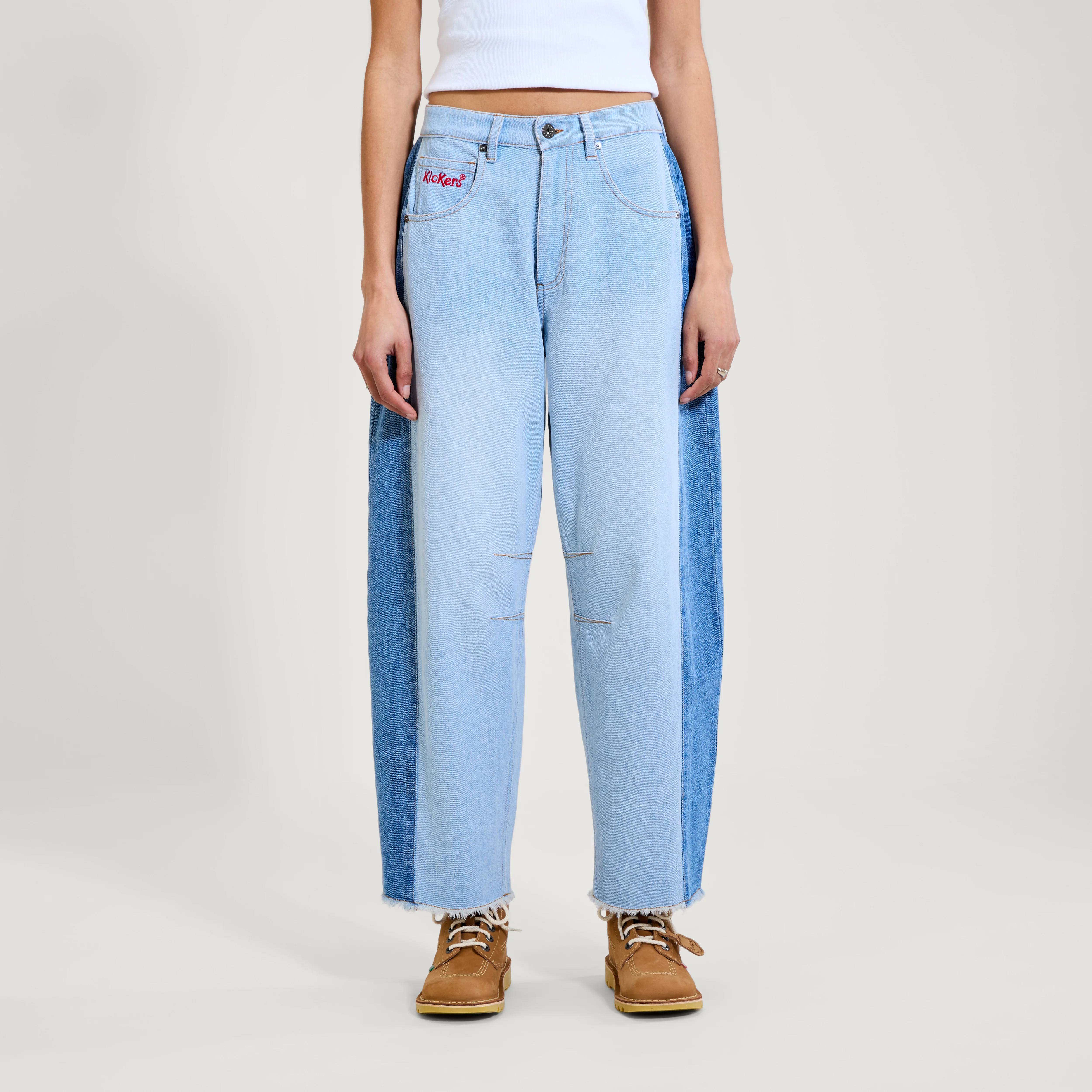 Adult Womens Kickers Classic Wide Leg Barrel Jean Blue - Image 5