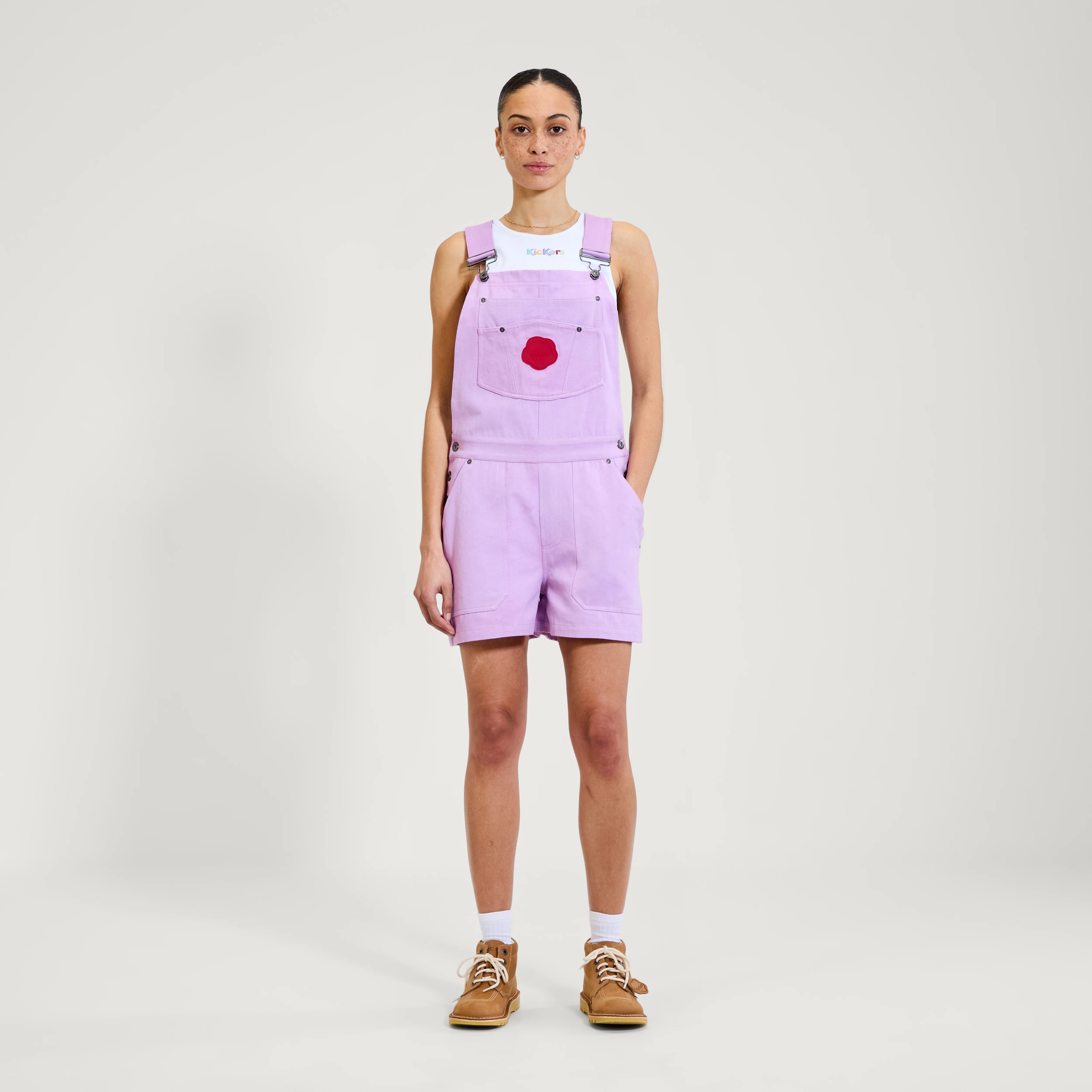Adult Womens Kickers Classics Dungaree Short Purple - Image 5