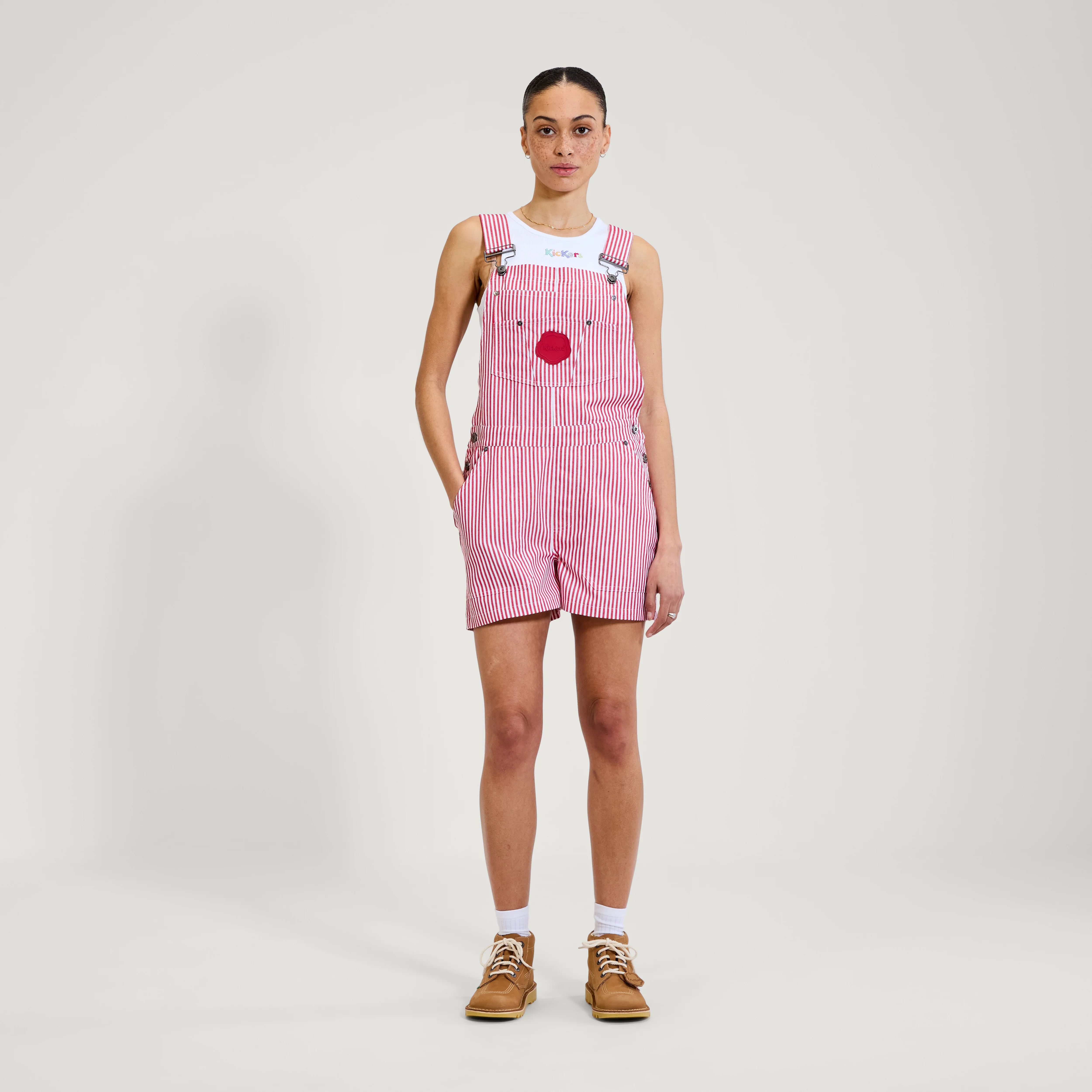 Adult Womens Kickers Classics Dungaree Short Red - Image 5