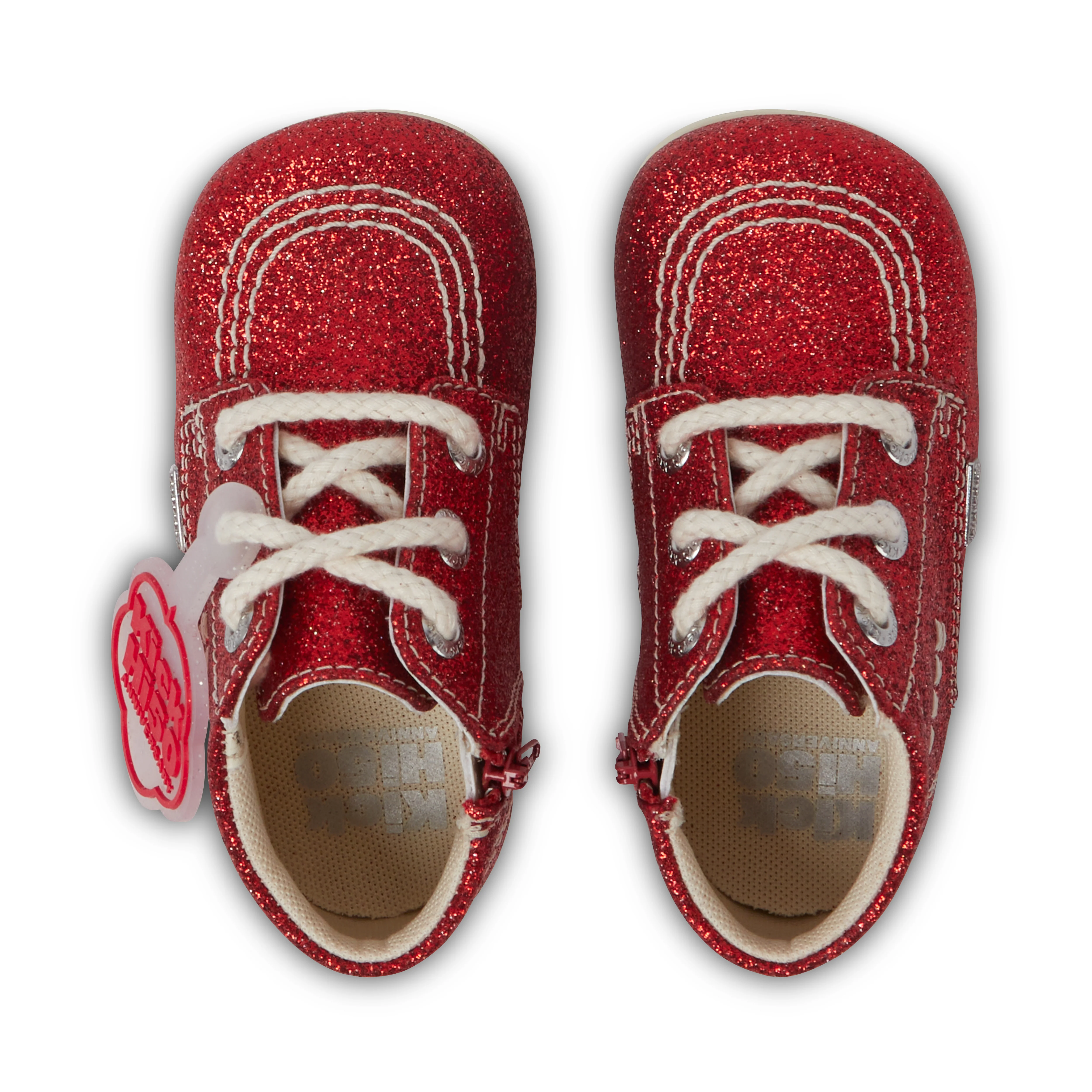 Baby Unisex Kick Hi Glitter Boots Red - Image 4