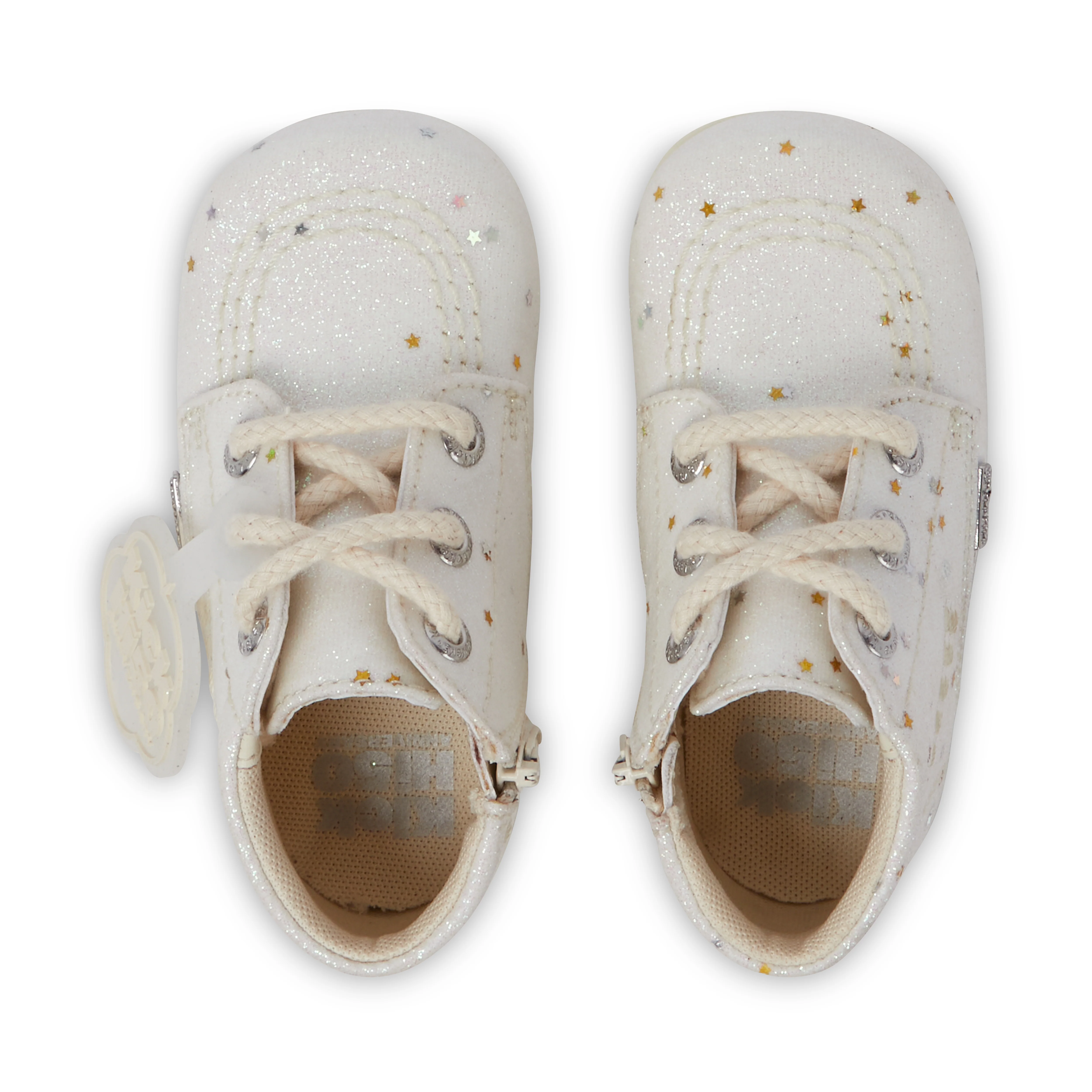 Baby Unisex Kick Hi Glitter Boots White - Image 3