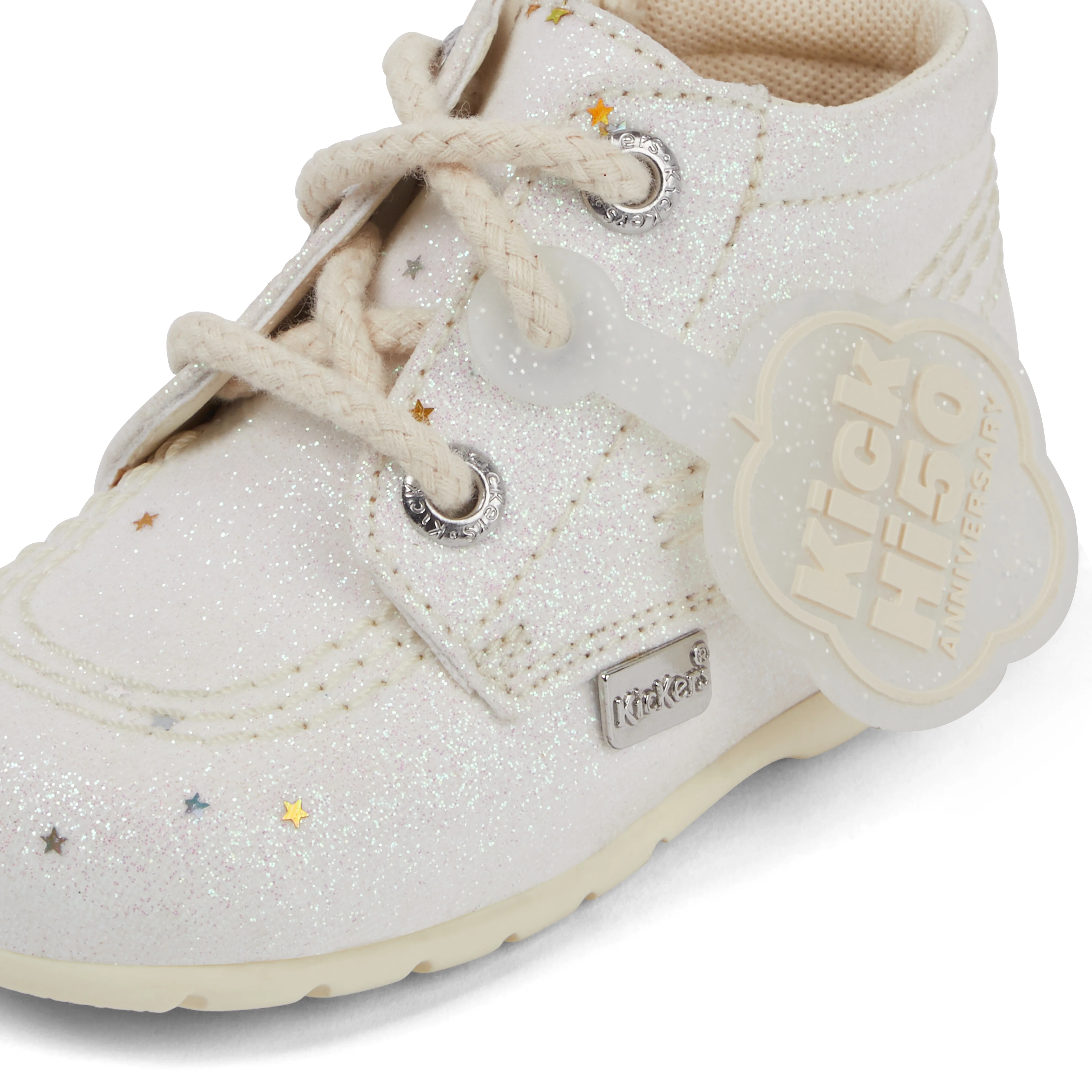 Baby Unisex Kick Hi Glitter Boots White - Image 5