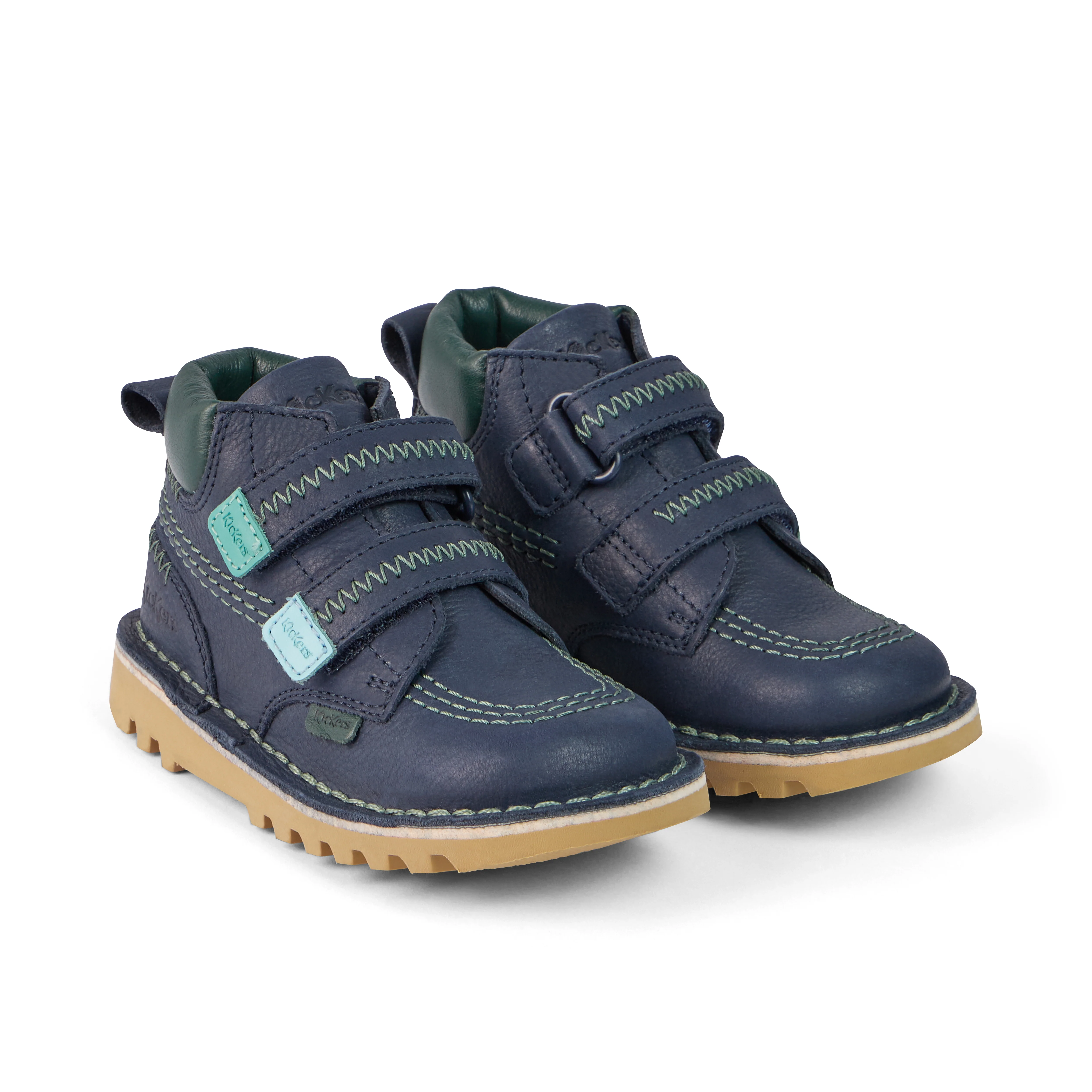 Infant Boys Kick Hi Roll ZigZag Boots Leather Navy - Image 3