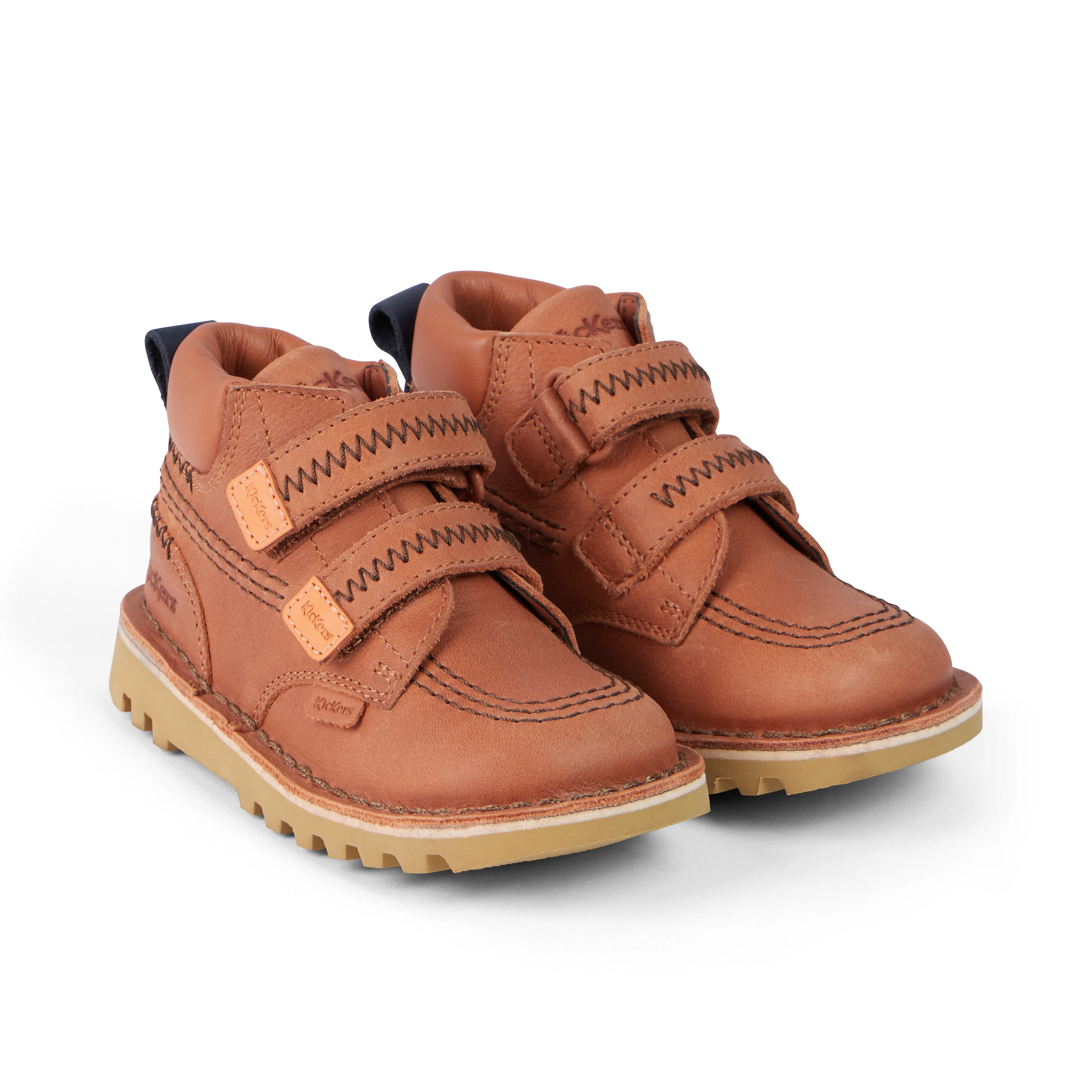 Infant Boys Kick Hi Roll ZigZag Boots Leather Tan - Image 3