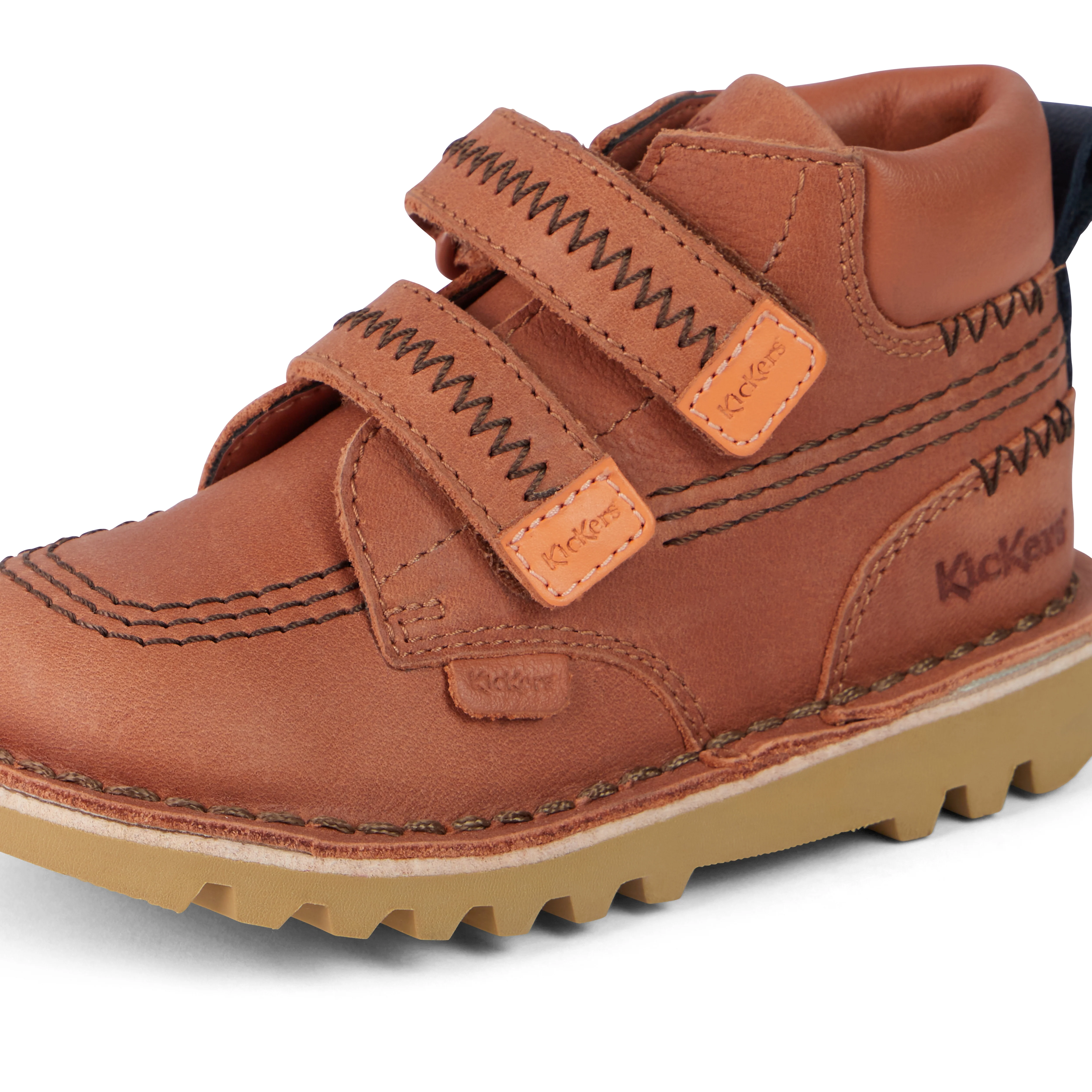 Infant Boys Kick Hi Roll ZigZag Boots Leather Tan - Image 6