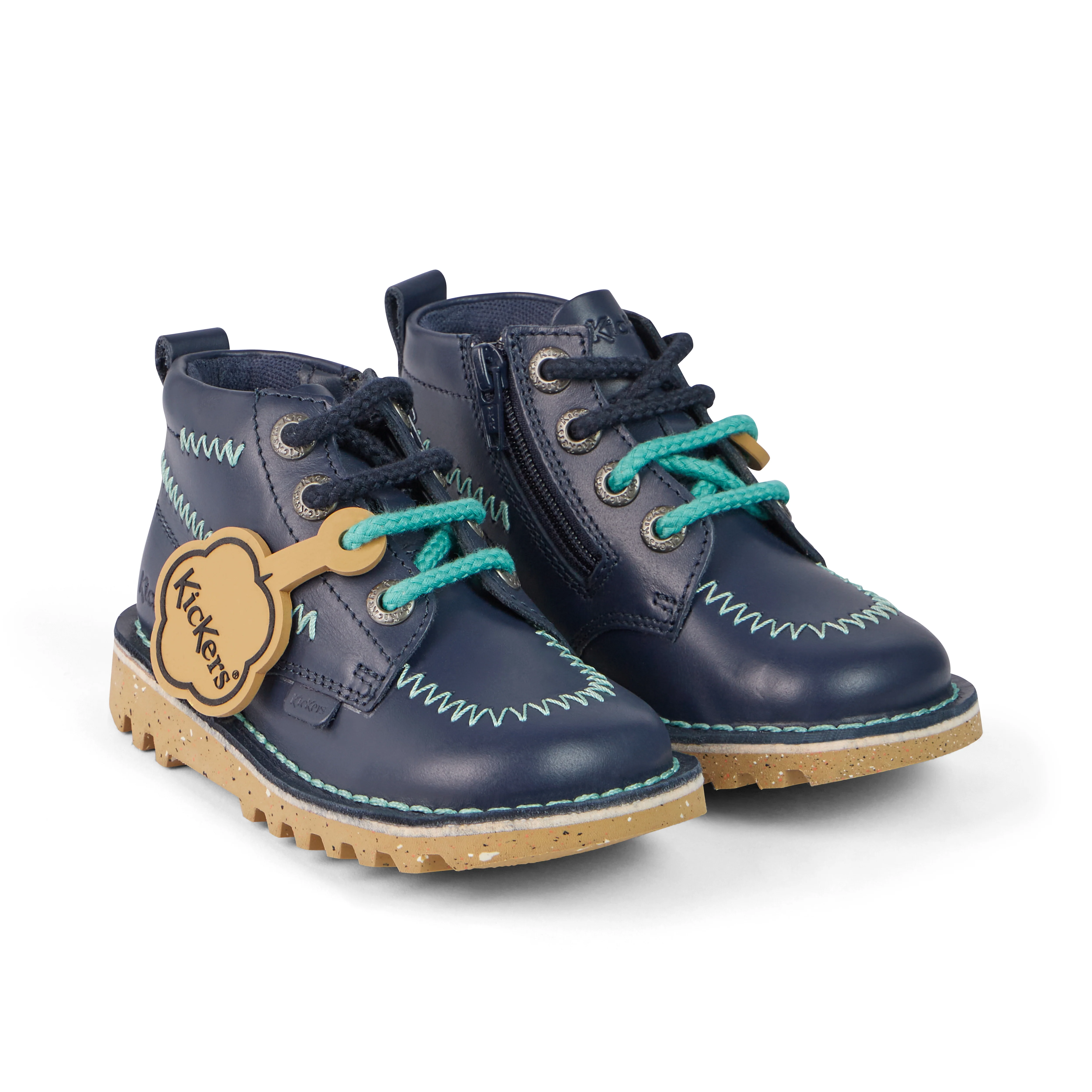 Infant Boys Kick Hi ZigZag Boots Leather Navy - Image 3