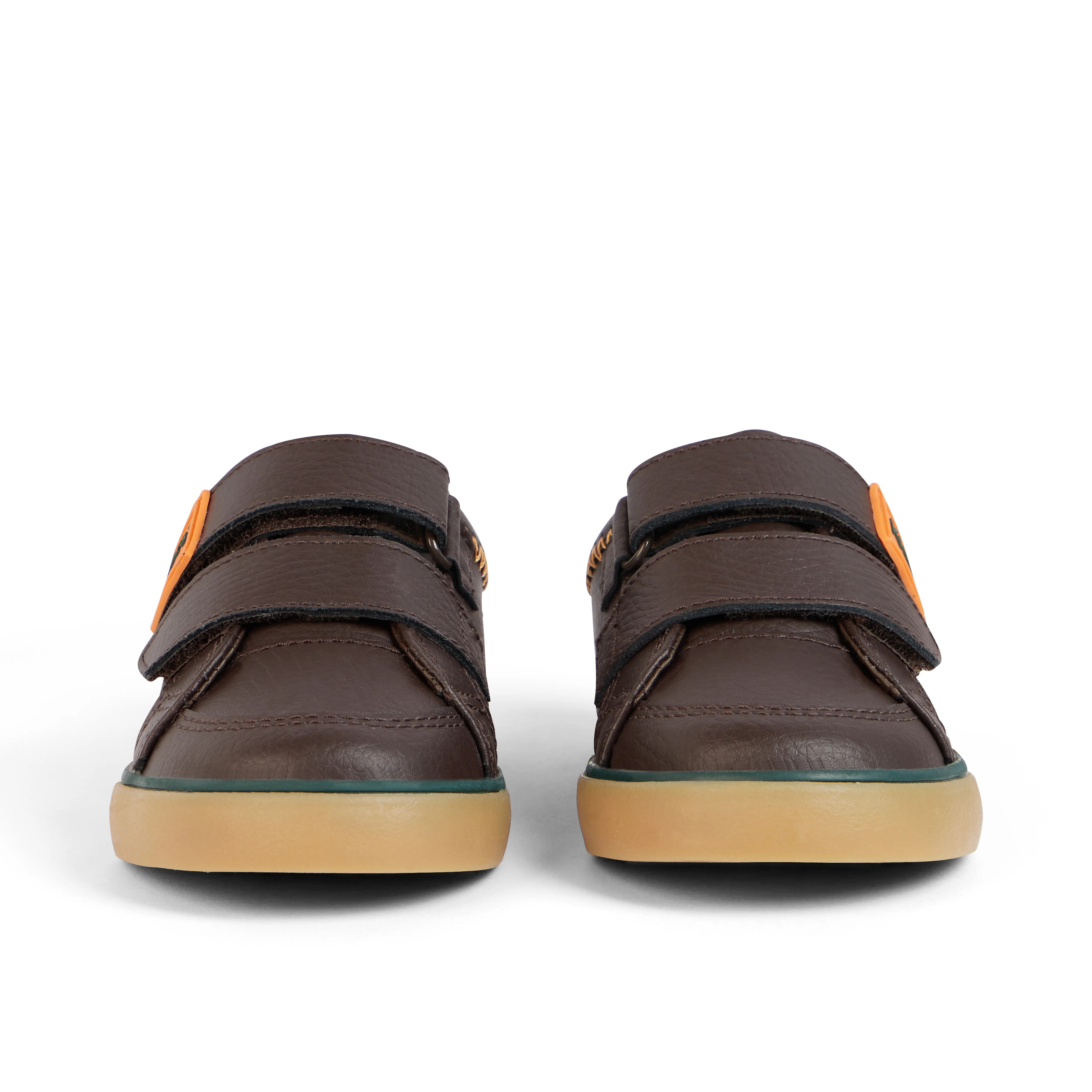 Infant Boys Tovni Twin ZigZag Trainers Leather Brown - Image 2