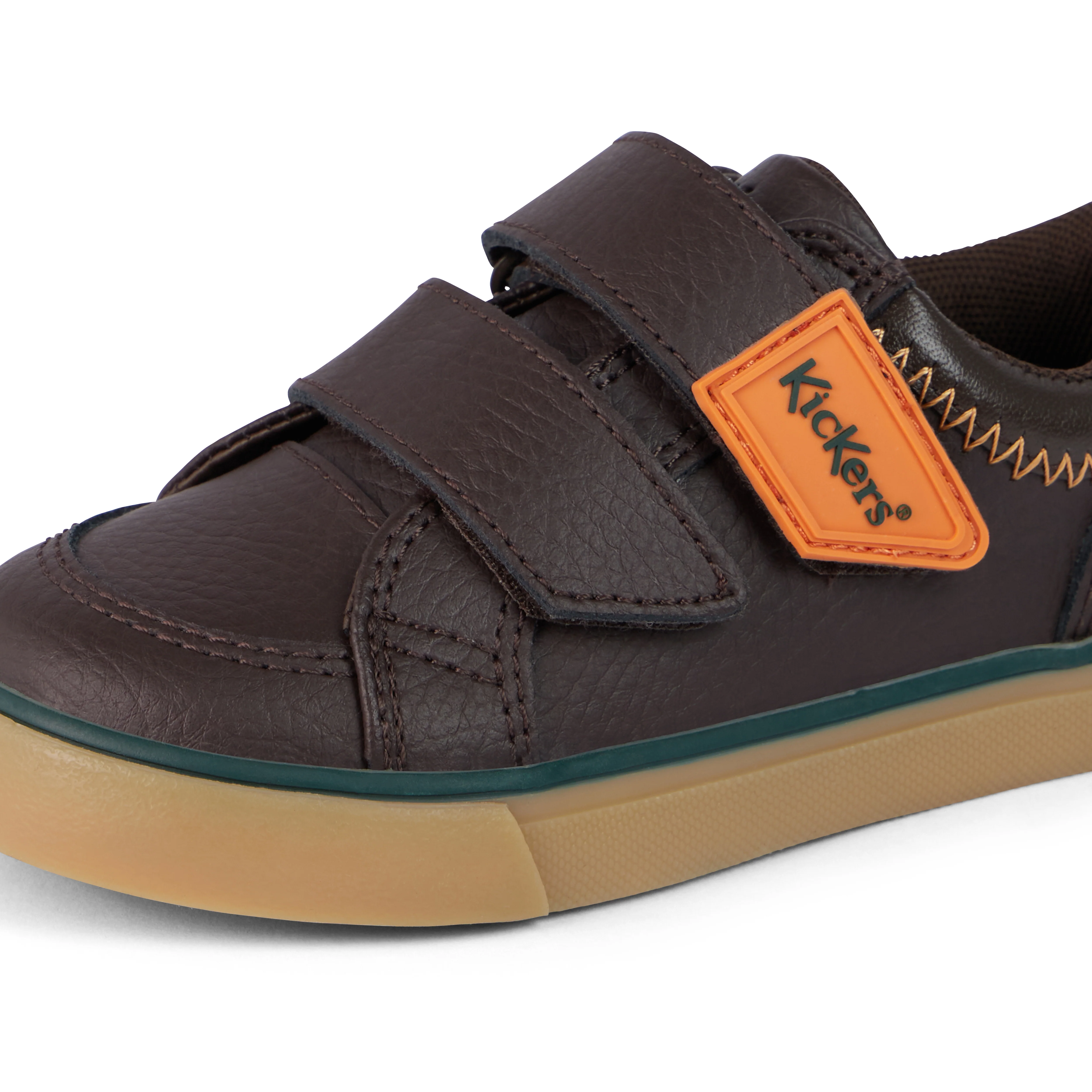 Infant Boys Tovni Twin ZigZag Trainers Leather Brown - Image 6