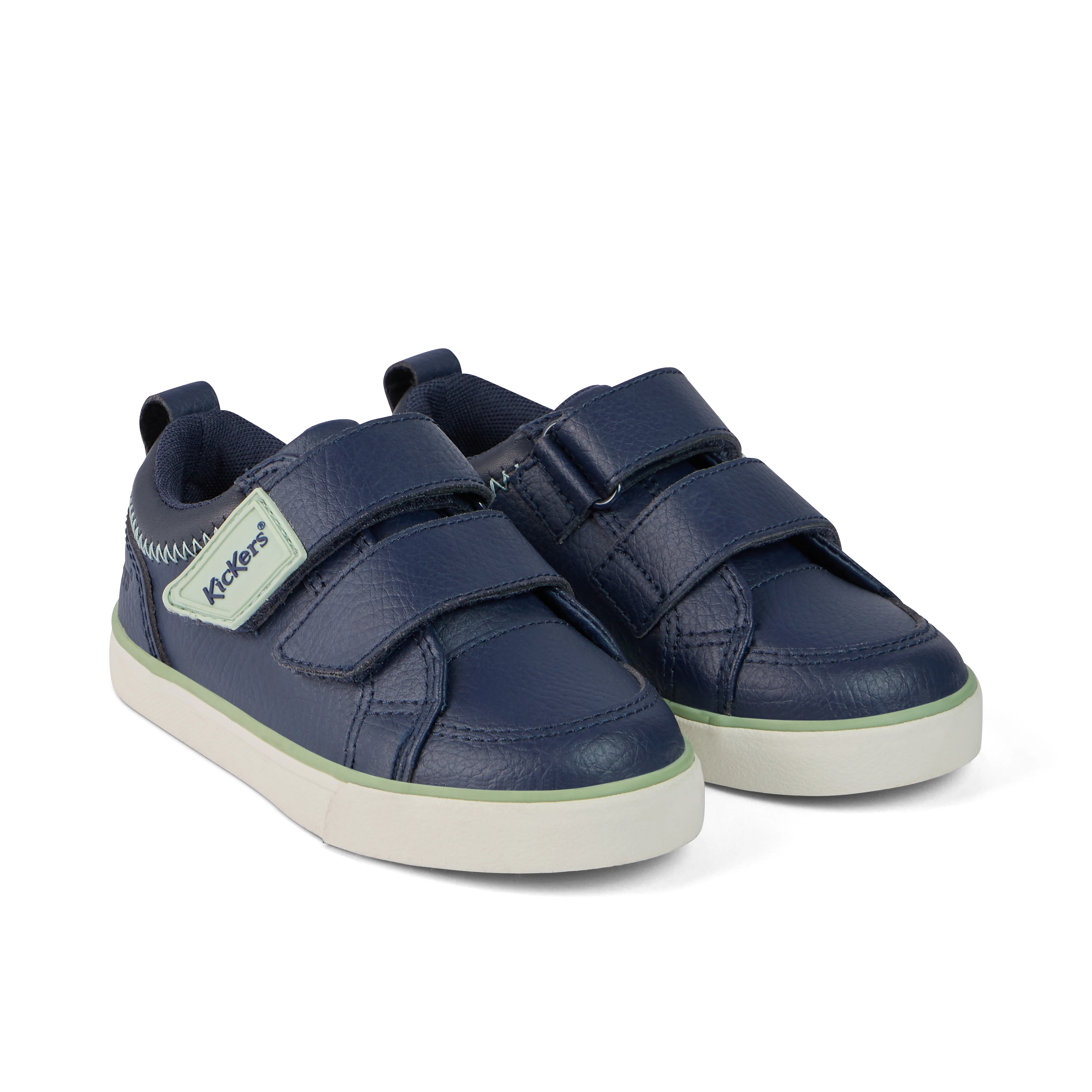 Infant Boys Tovni Twin ZigZag Trainers Leather Navy - Image 3