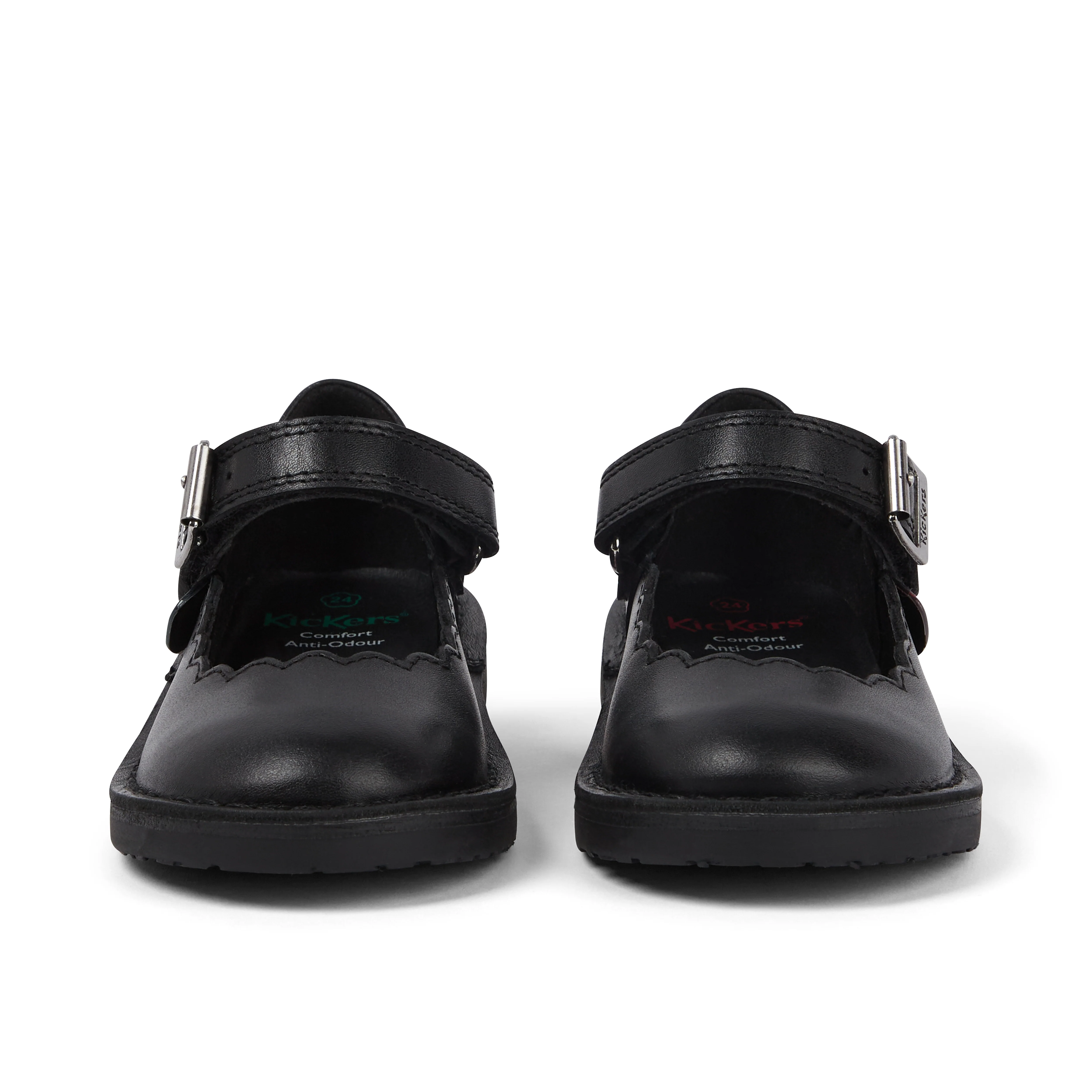 Infant Girls Adlar MJ Scallop Leather Black - Image 2