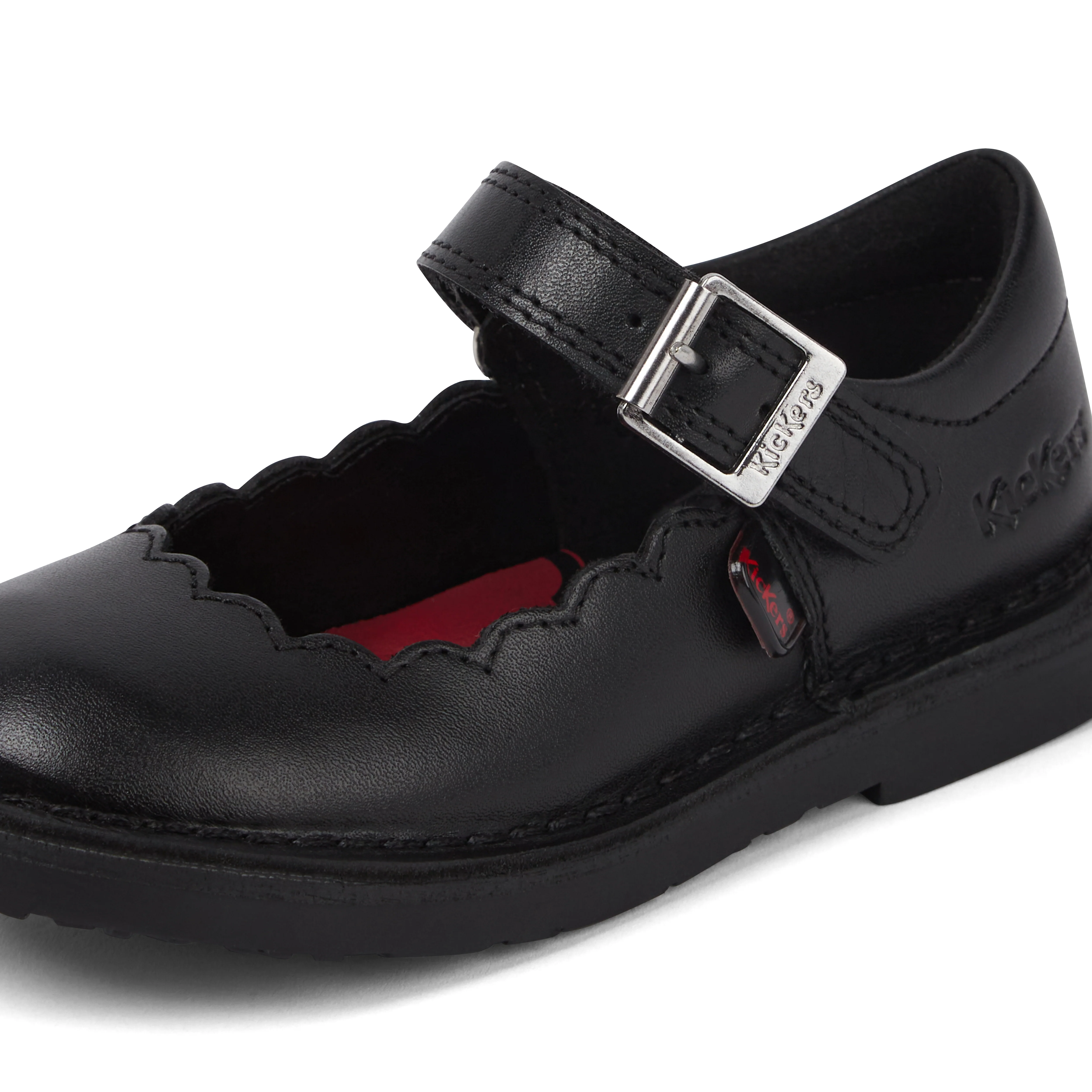 Infant Girls Adlar MJ Scallop Leather Black - Image 6