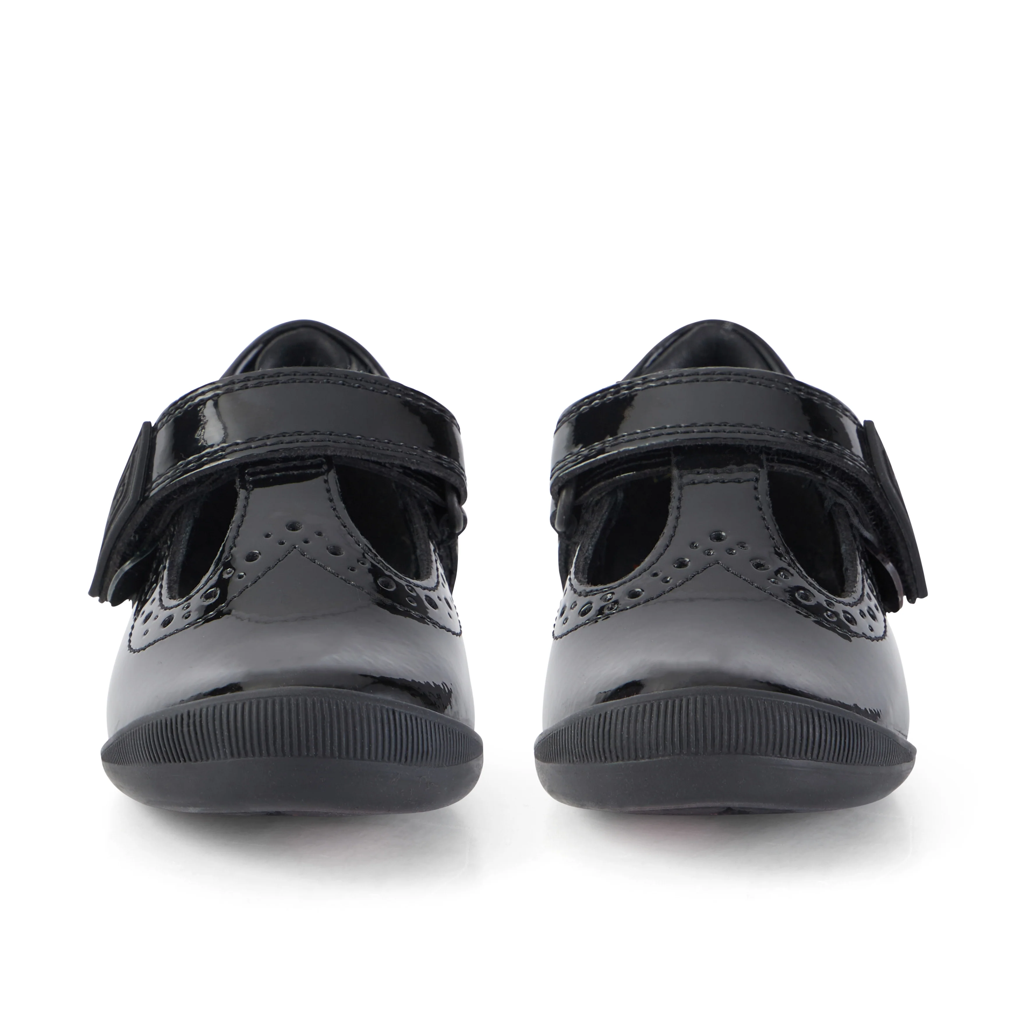 Infant Girls Bridie Brogue T-Vel Patent Leather Black - Image 2