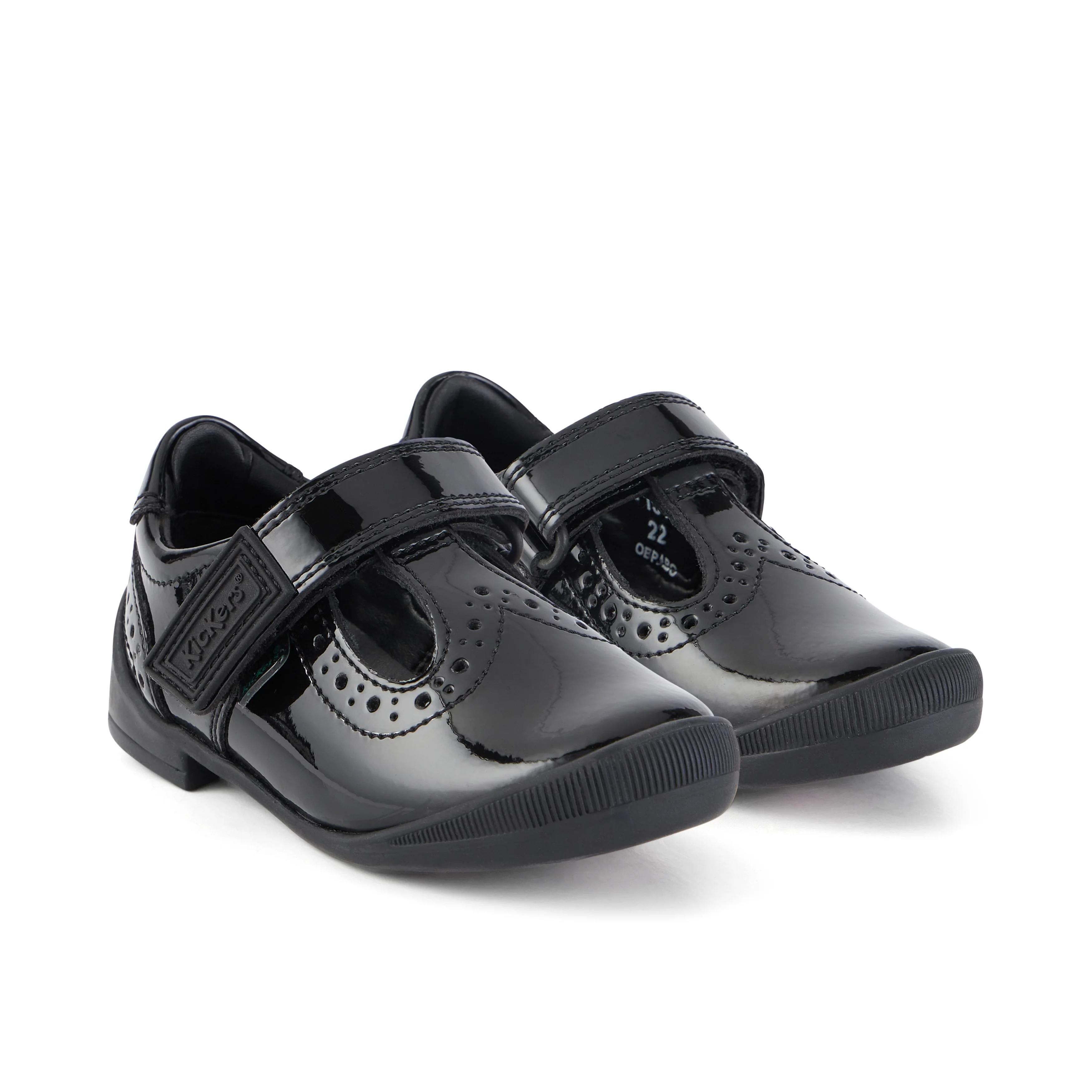 Infant Girls Bridie Brogue T-Vel Patent Leather Black - Image 3