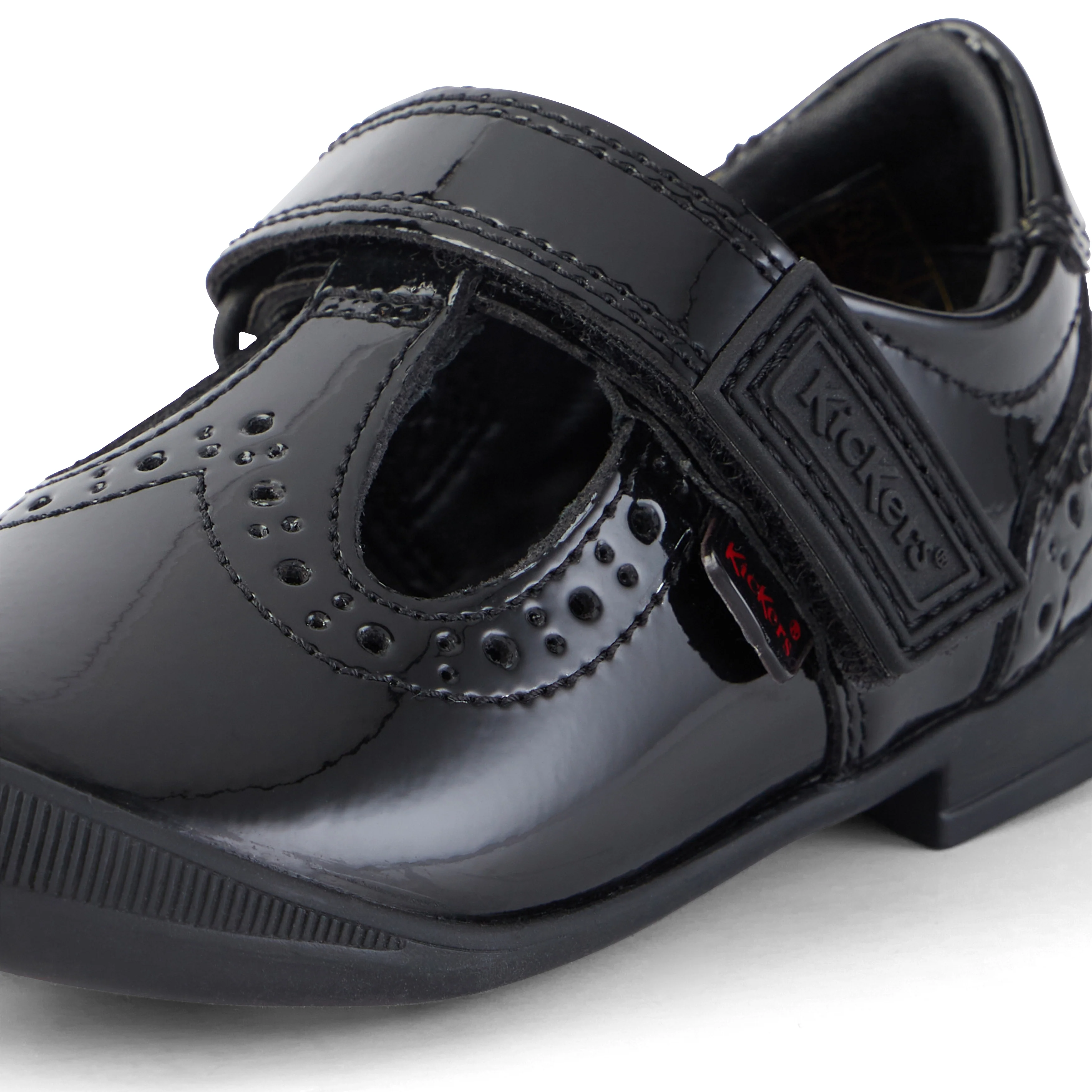 Infant Girls Bridie Brogue T-Vel Patent Leather Black - Image 6