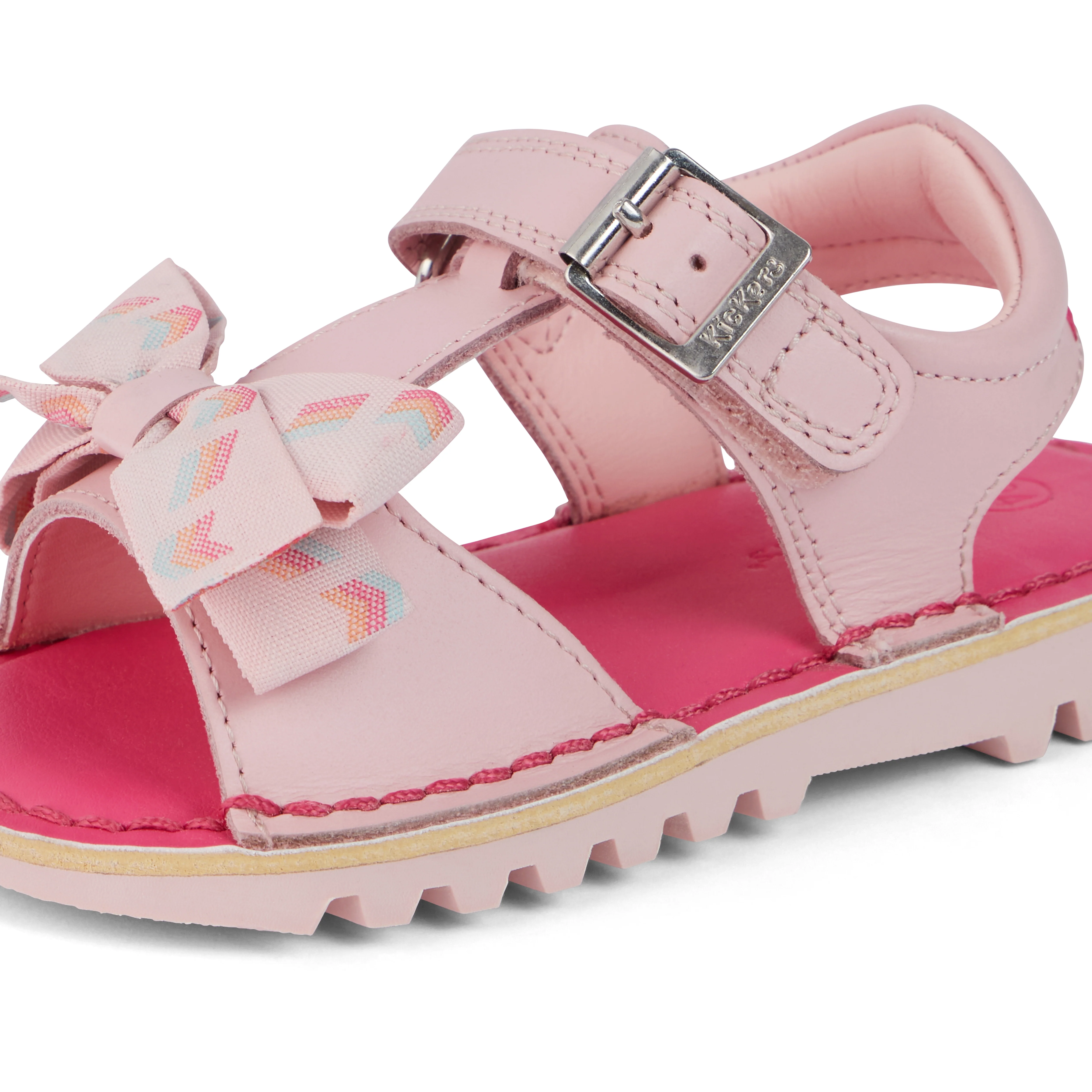Infant Girls Kick Bow Sandals Leather Pink - Image 6