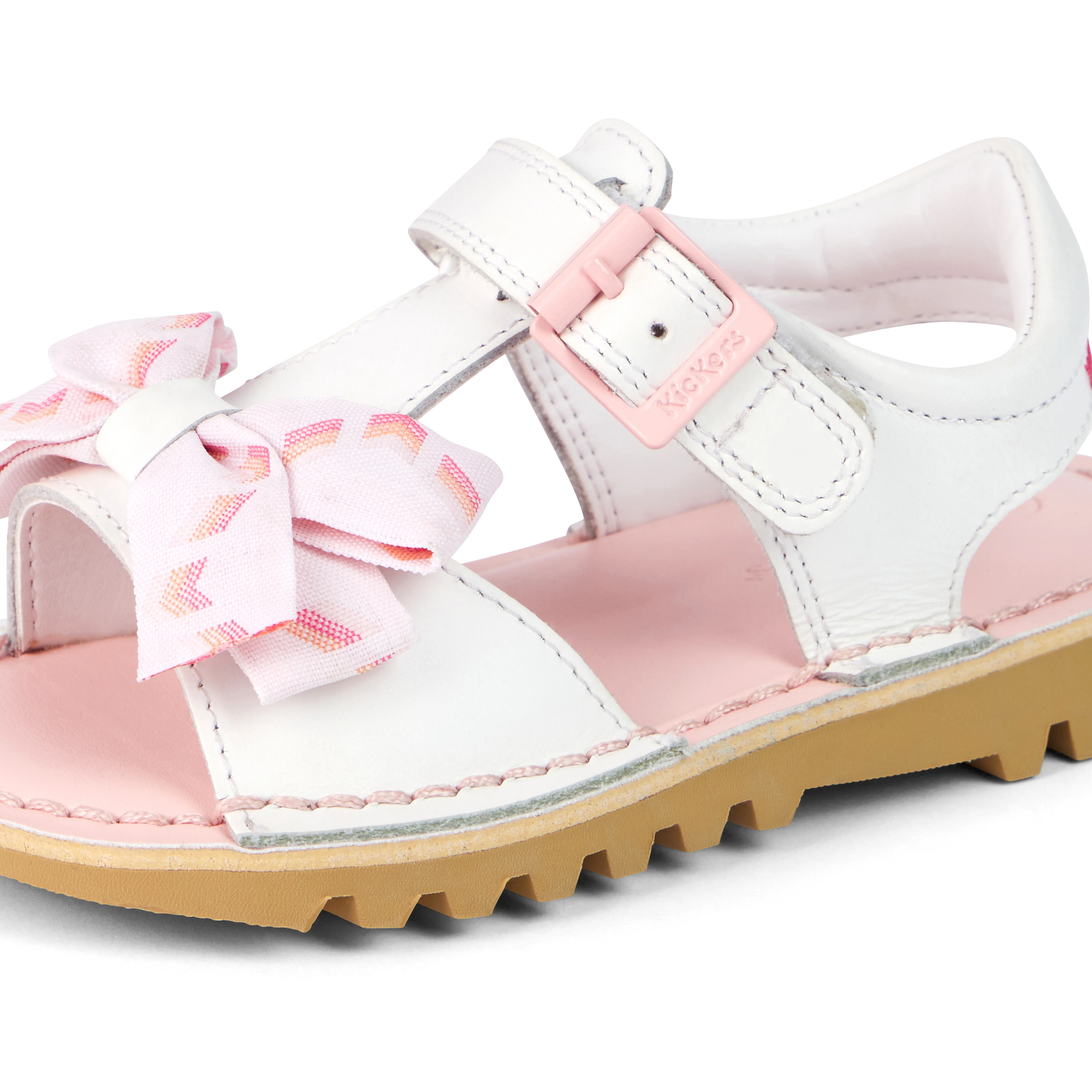 Infant Girls Kick Bow Sandals Leather White - Image 6