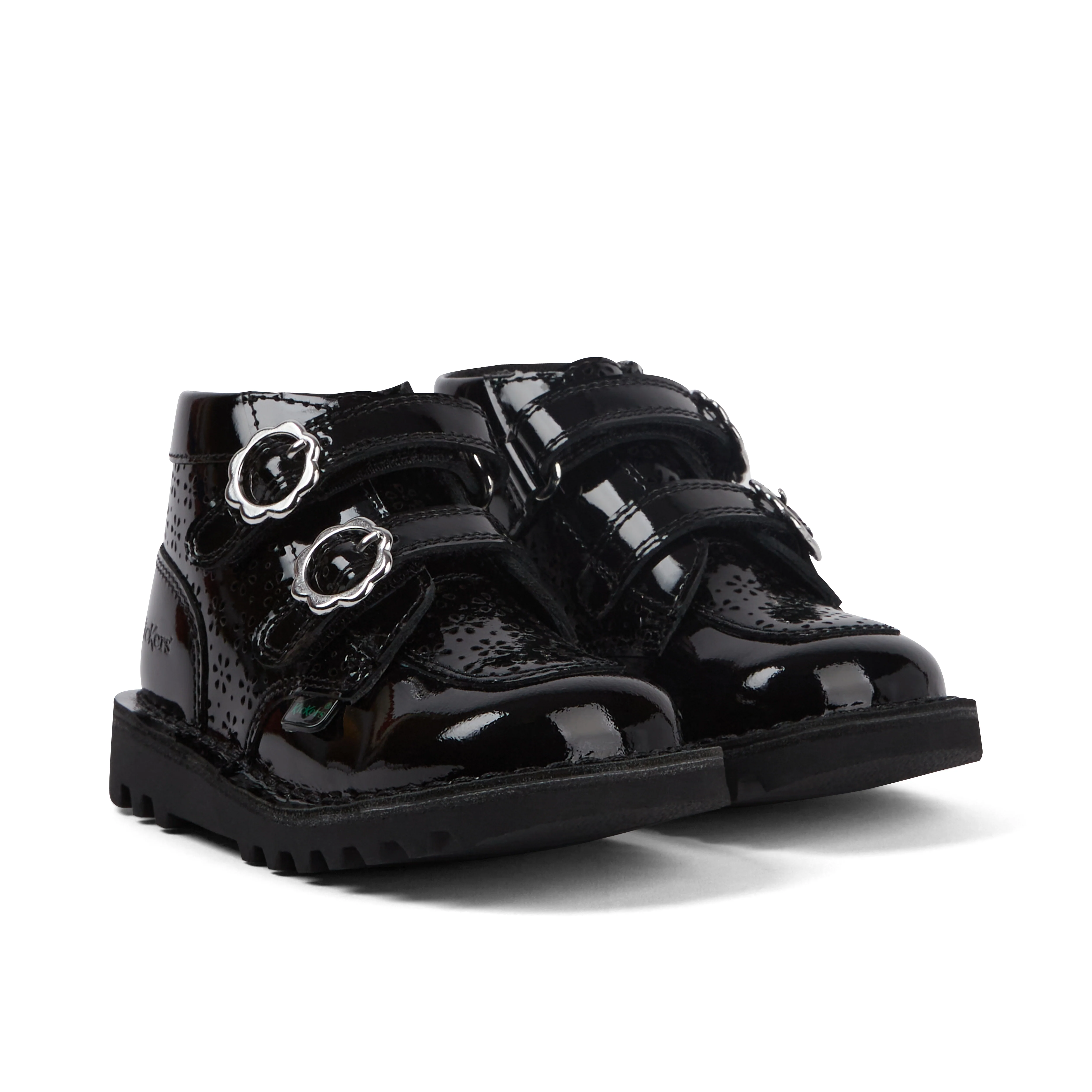 Infant Girls Kick Hi Meadow Patent Leather Boots Black - Image 3