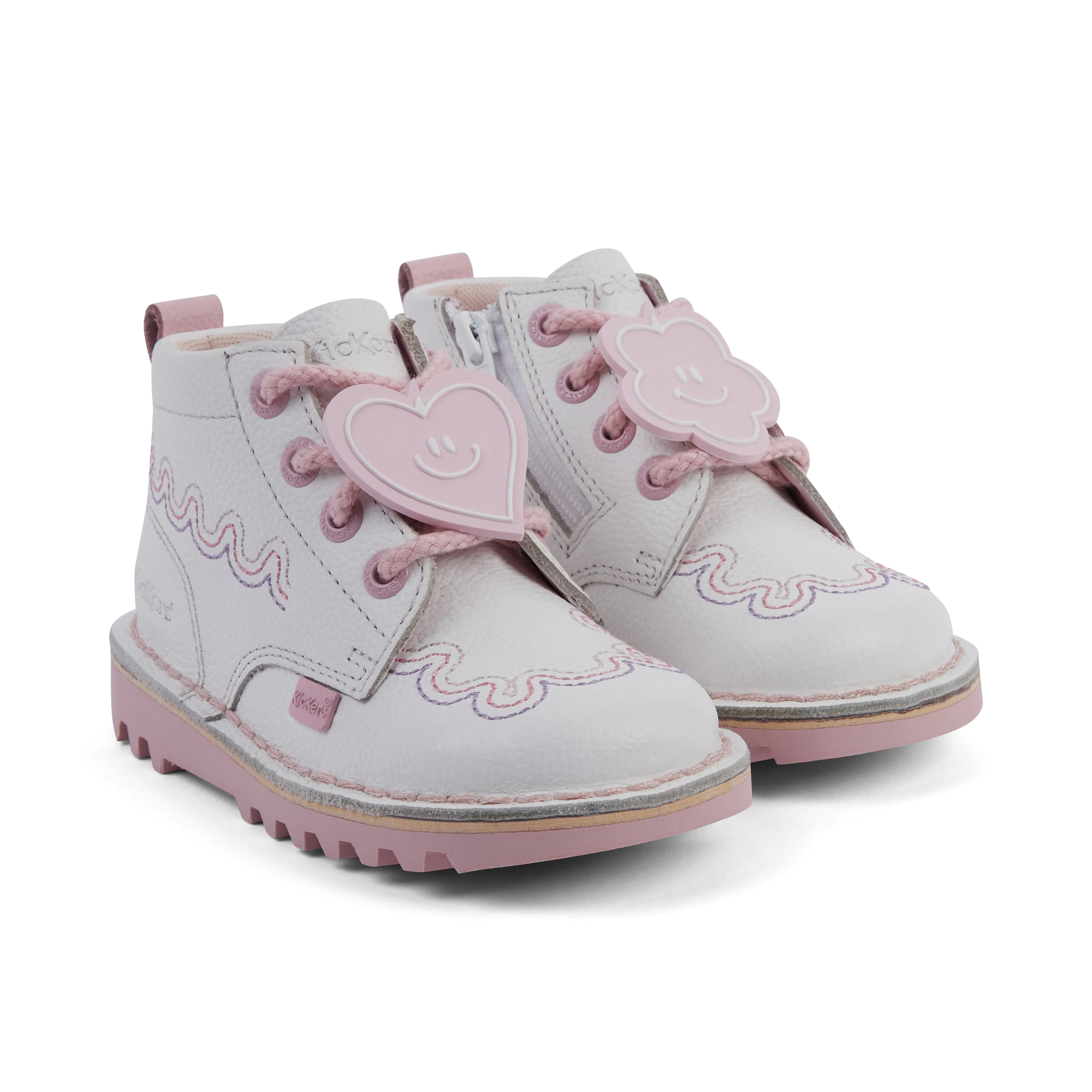 Infant Girl's Kick Hi Wave Leather White - Image 3