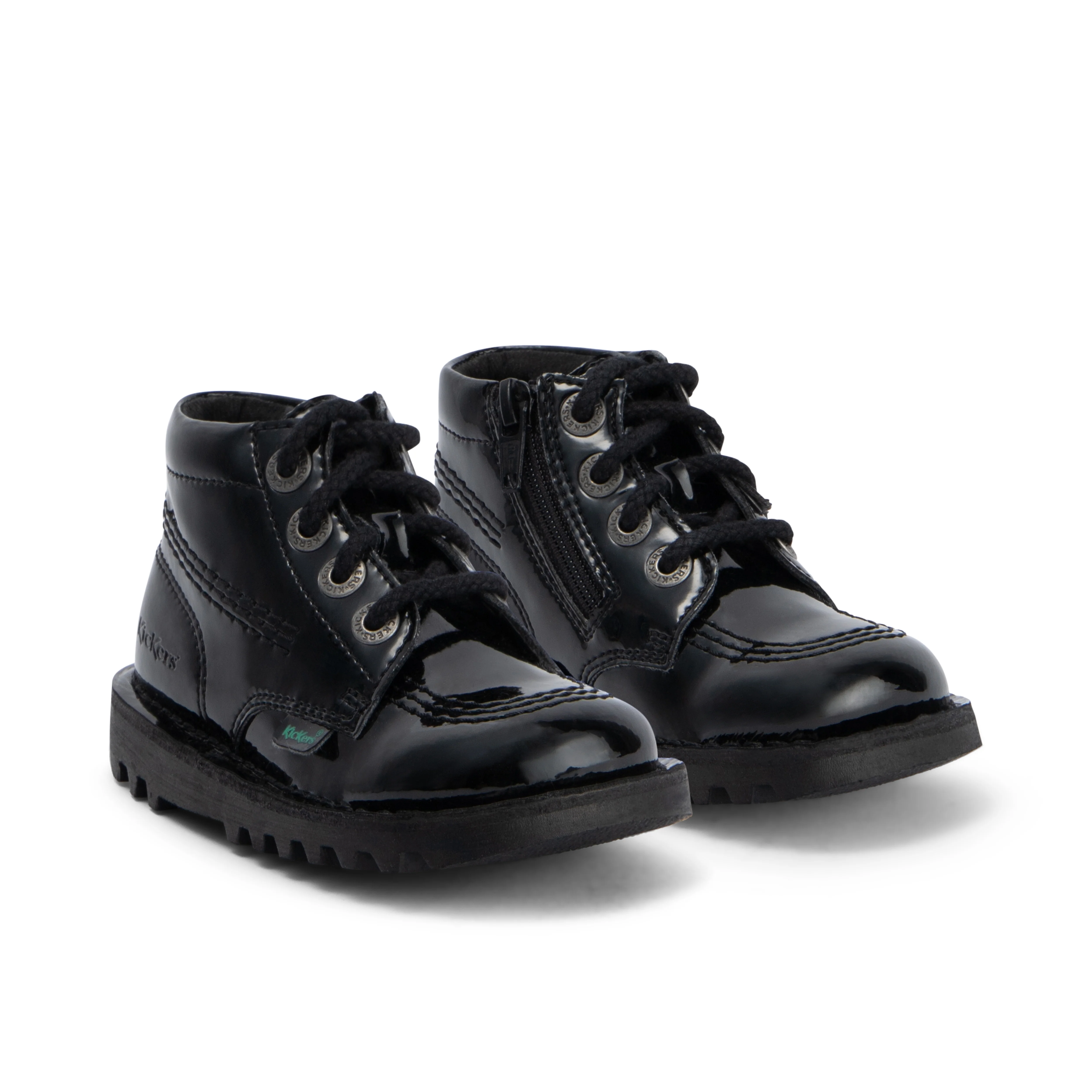Infant Girls Kick Hi Zip Leather Alternative Patent Leather Black - Image 3