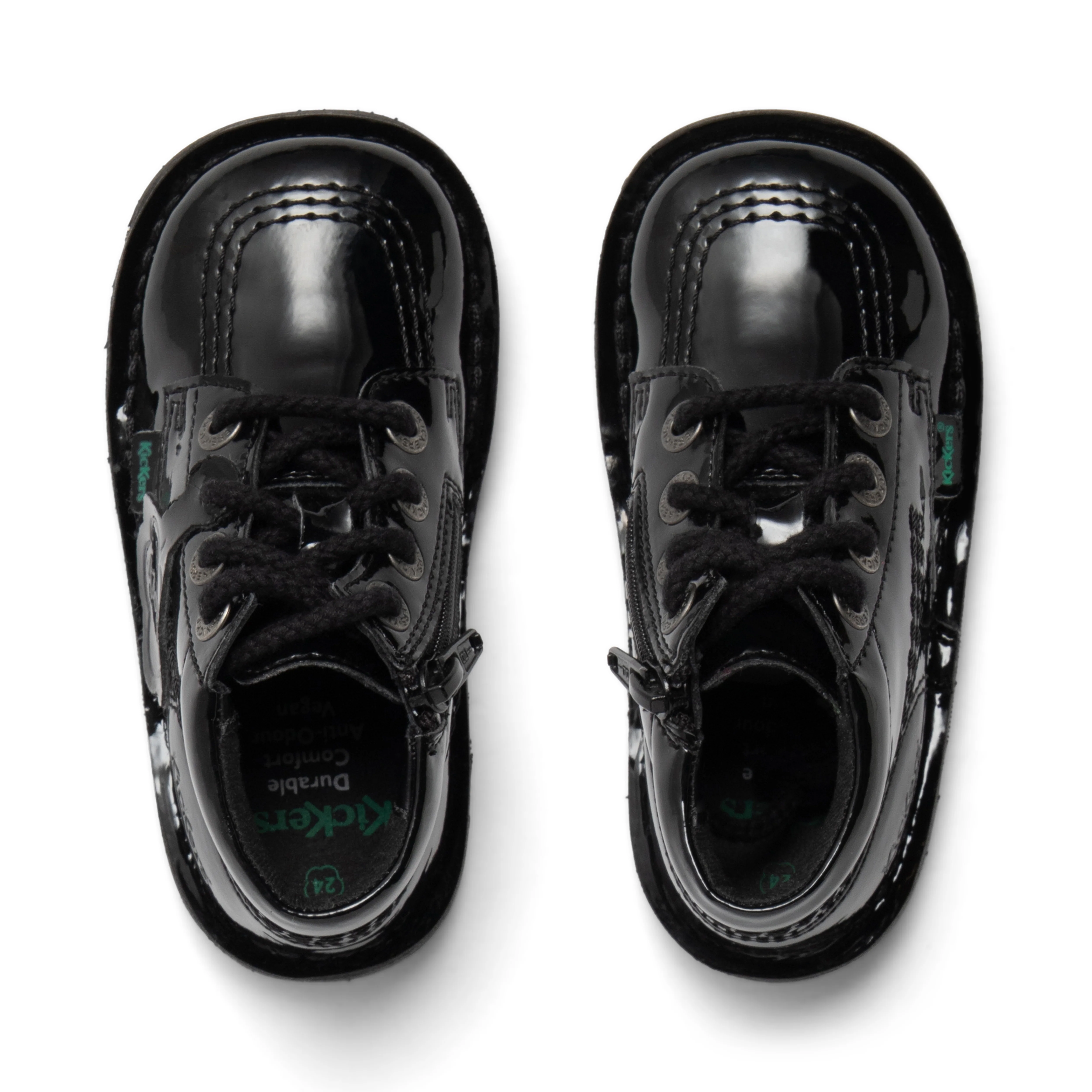 Infant Girls Kick Hi Zip Leather Alternative Patent Leather Black - Image 4