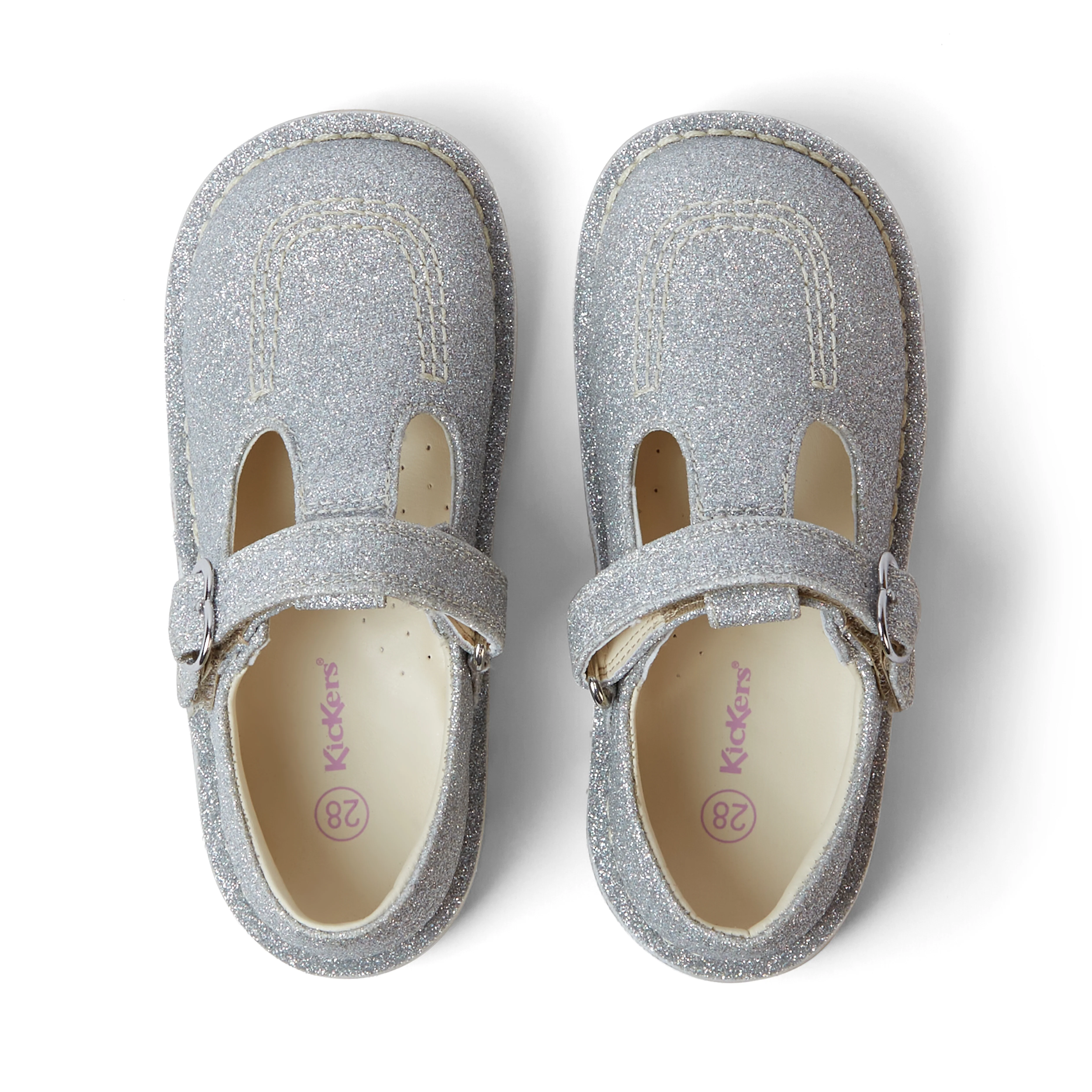 Infant Girls Kick T Bar Glitter Cosmic Textile Silver - Image 4