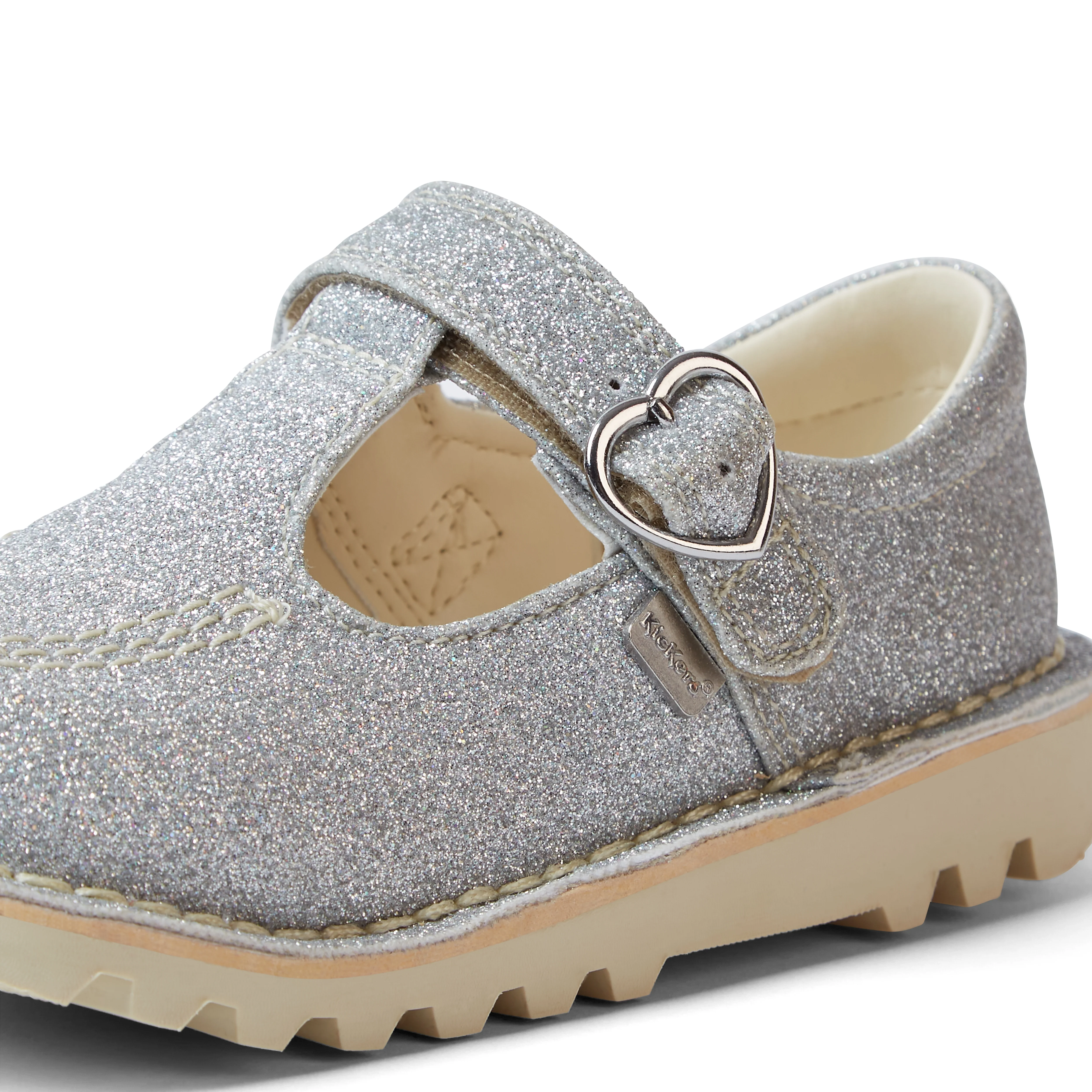 Infant Girls Kick T Bar Glitter Cosmic Textile Silver - Image 6
