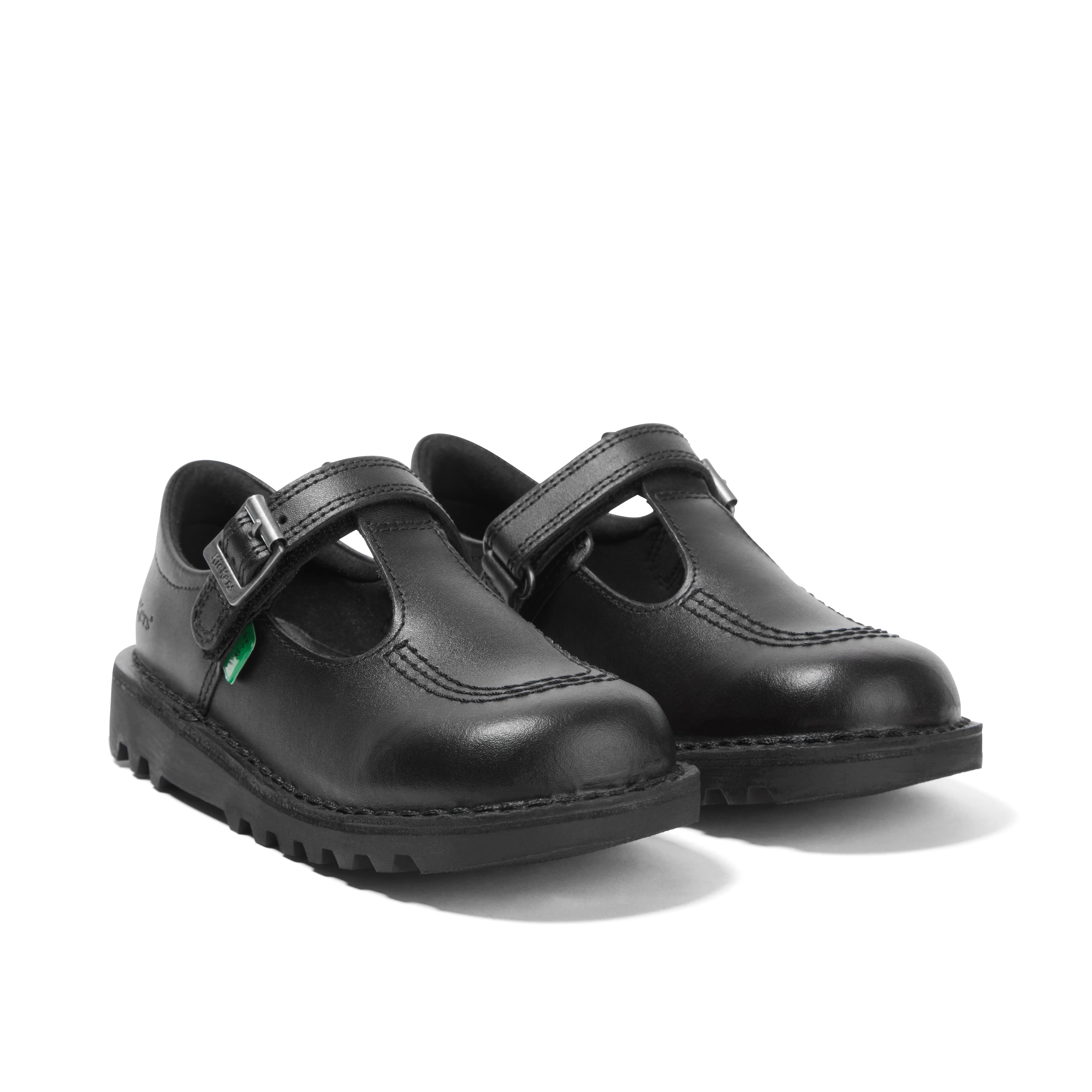 Infant Girls Kick T Bar Vel Leather Black - Image 3