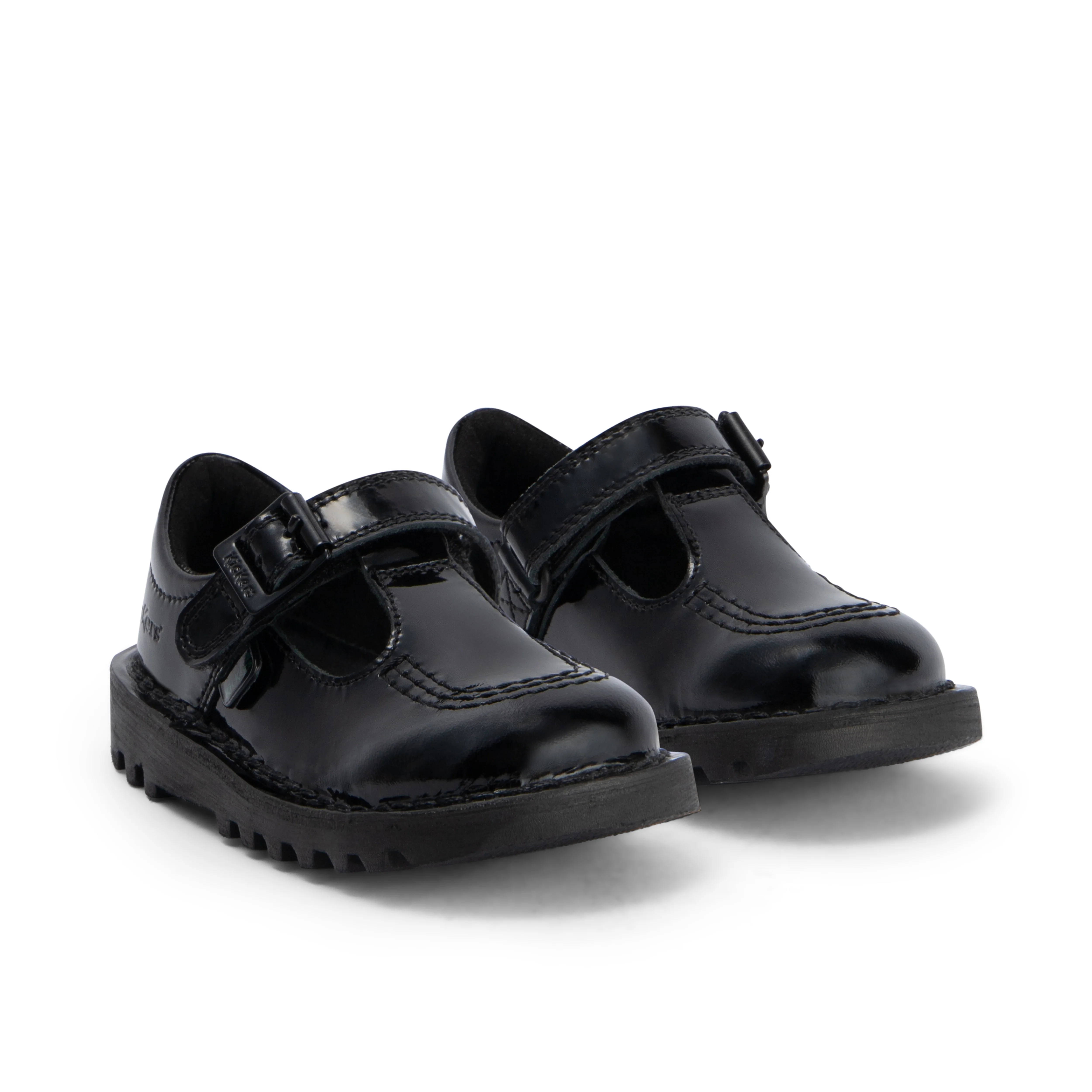 Infant Girls Kick T Bar Vel Patent Leather Black - Image 3