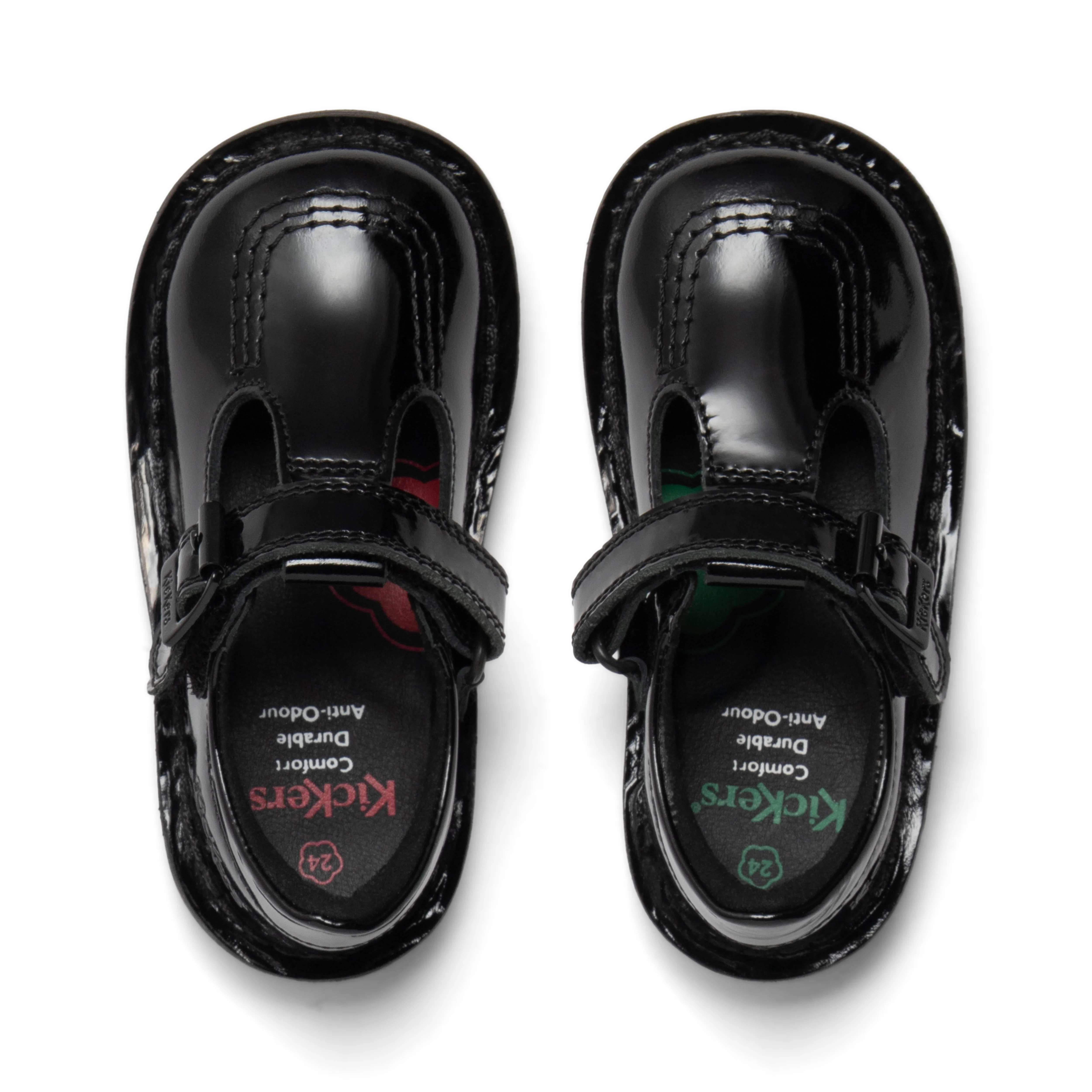 Infant Girls Kick T Bar Vel Patent Leather Black - Image 4