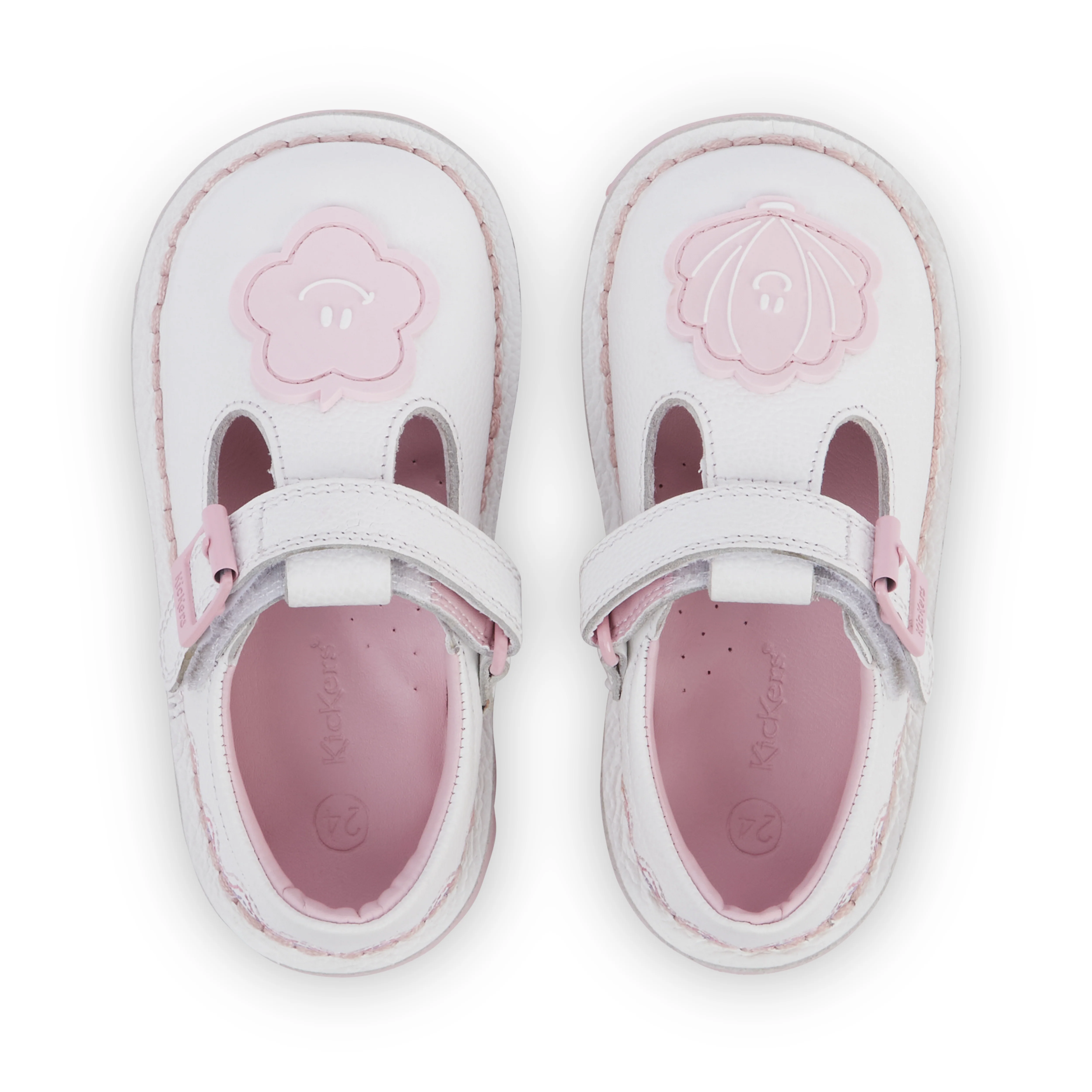 Infant Girl's T-Bar Wave Leather White - Image 4