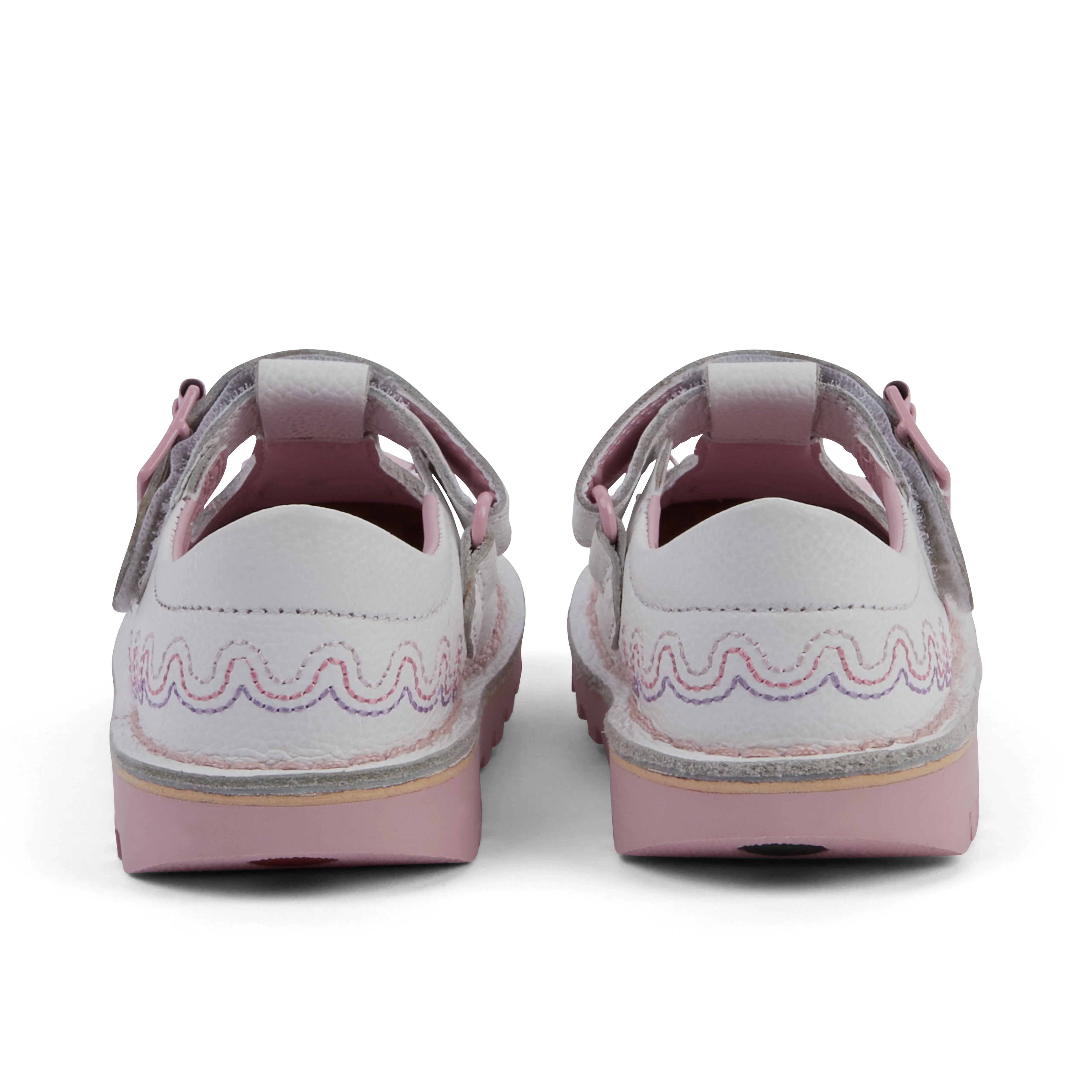 Infant Girl's T-Bar Wave Leather White - Image 5