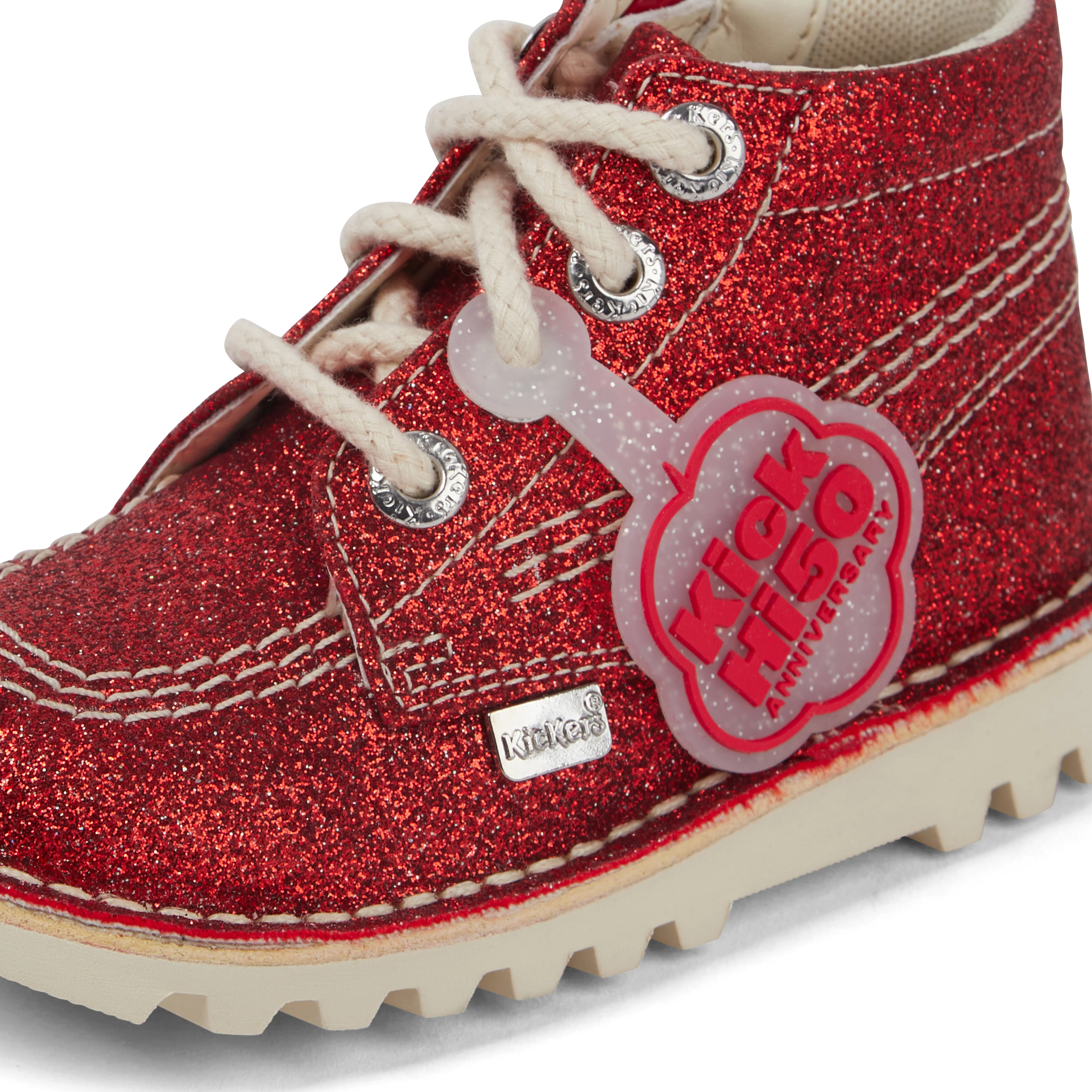 Infant Unisex Kick Hi Glitter Boots Red - Image 4