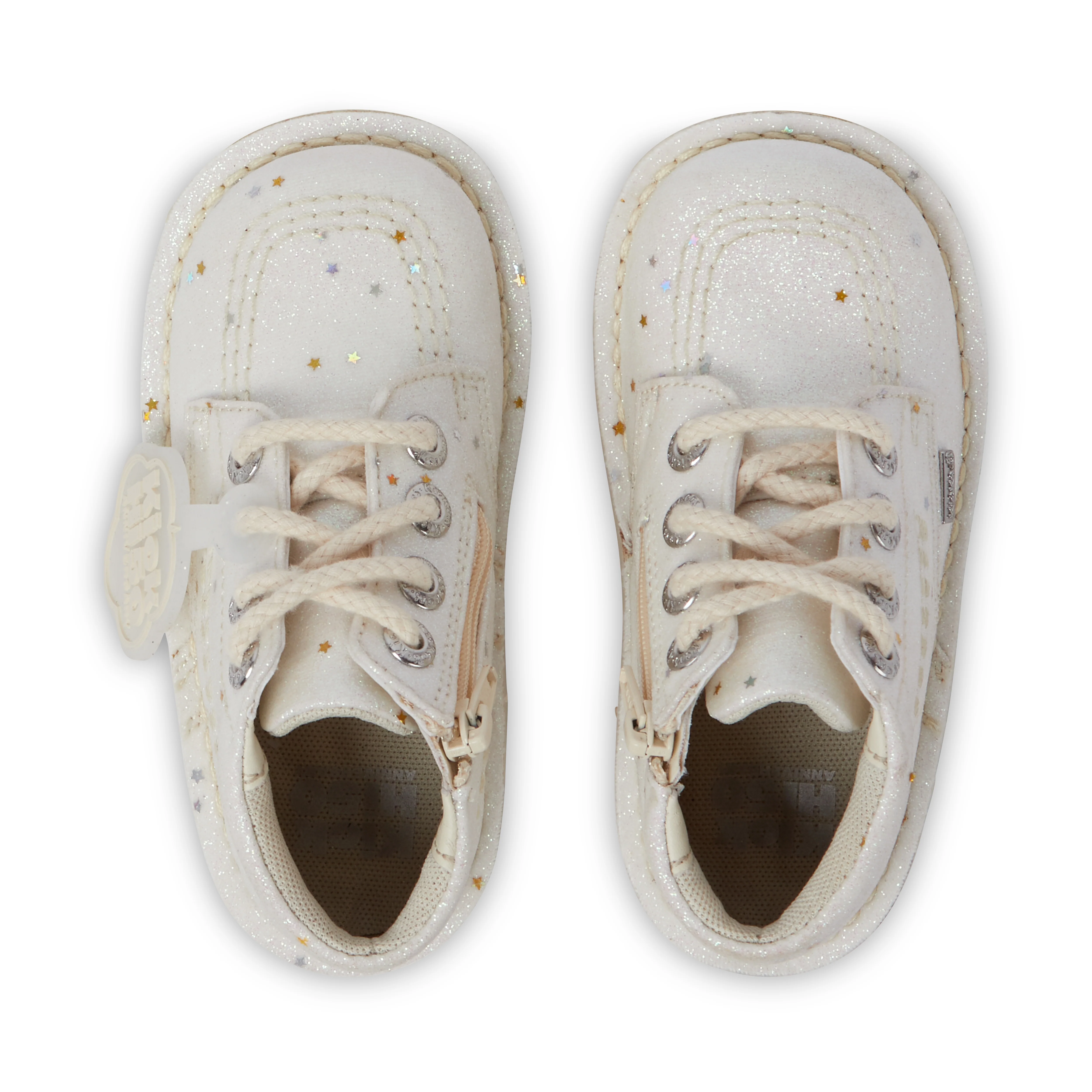 Infant Unisex Kick Hi Glitter Boots White - Image 2