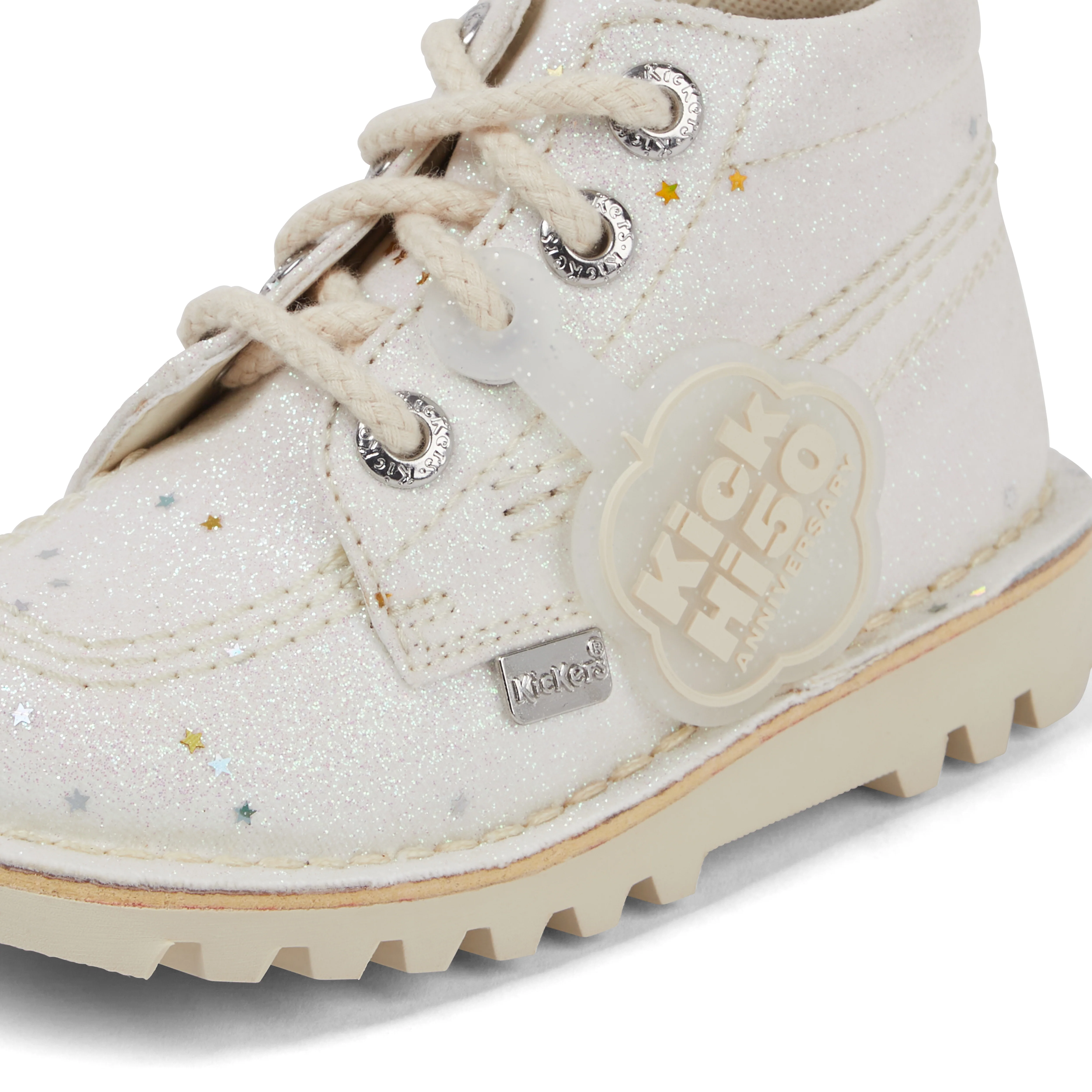 Infant Unisex Kick Hi Glitter Boots White - Image 4