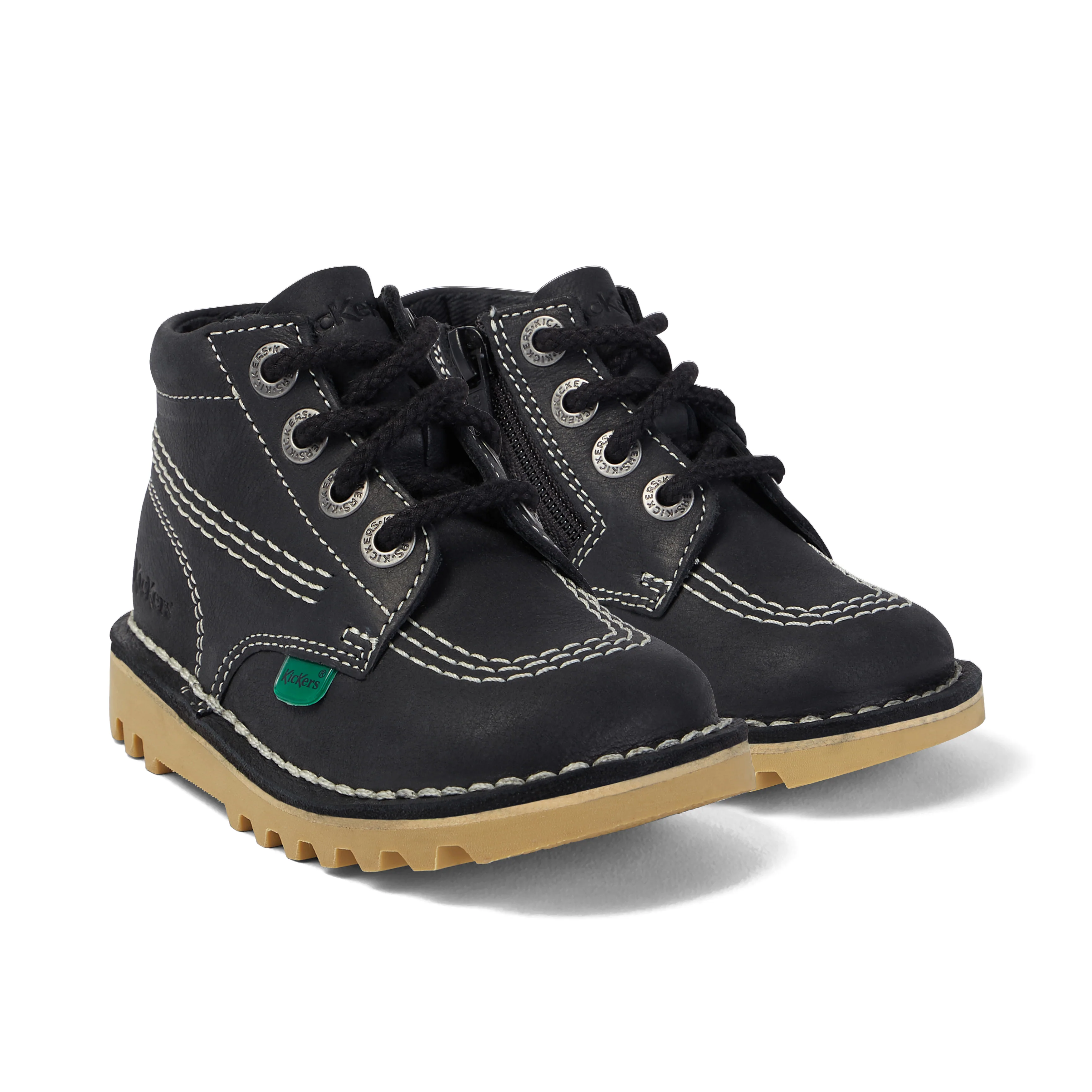 Infant Unisex Kick Hi Zip Leather Black/White - Image 4