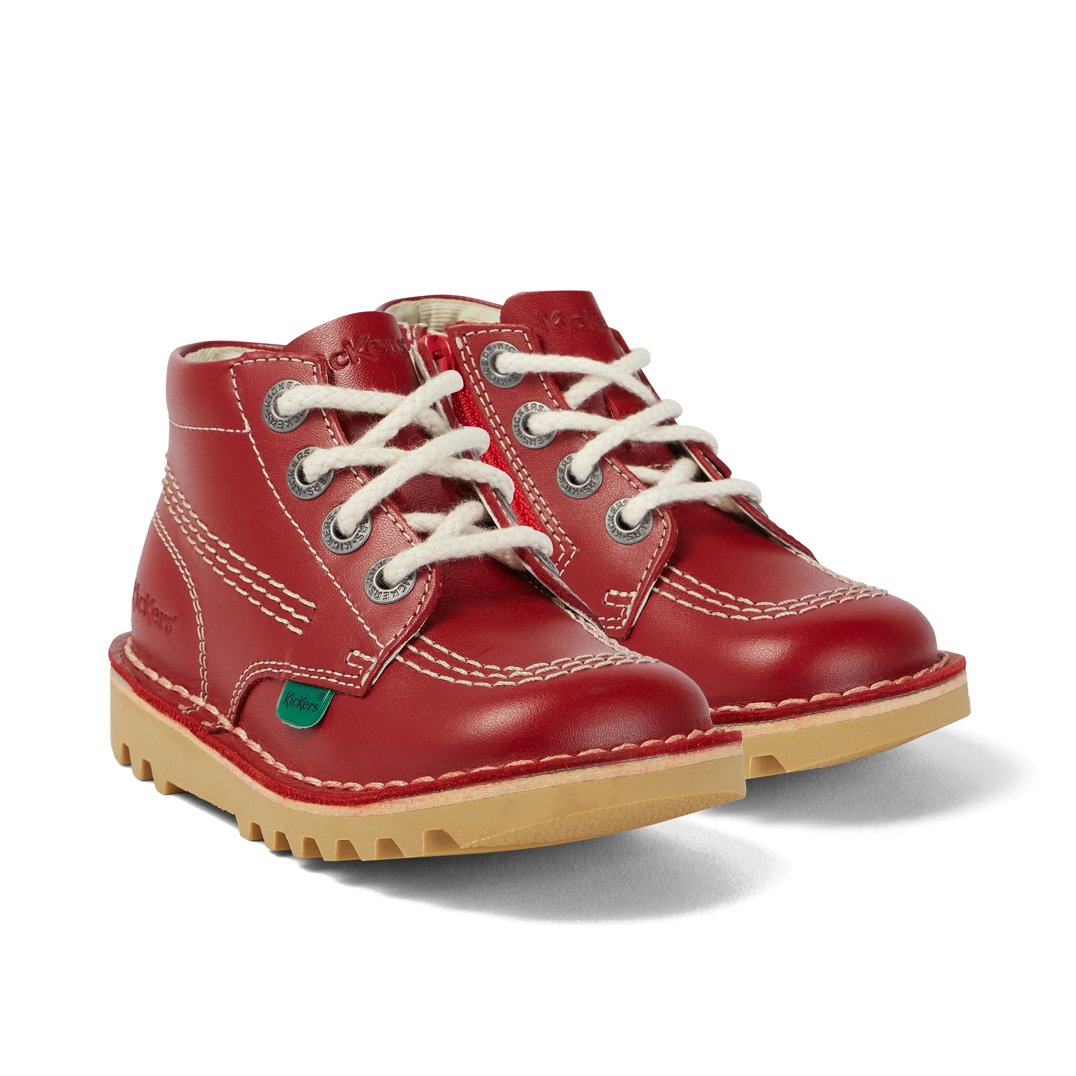 Infant Unisex Kick Hi Zip Leather Red - Image 3