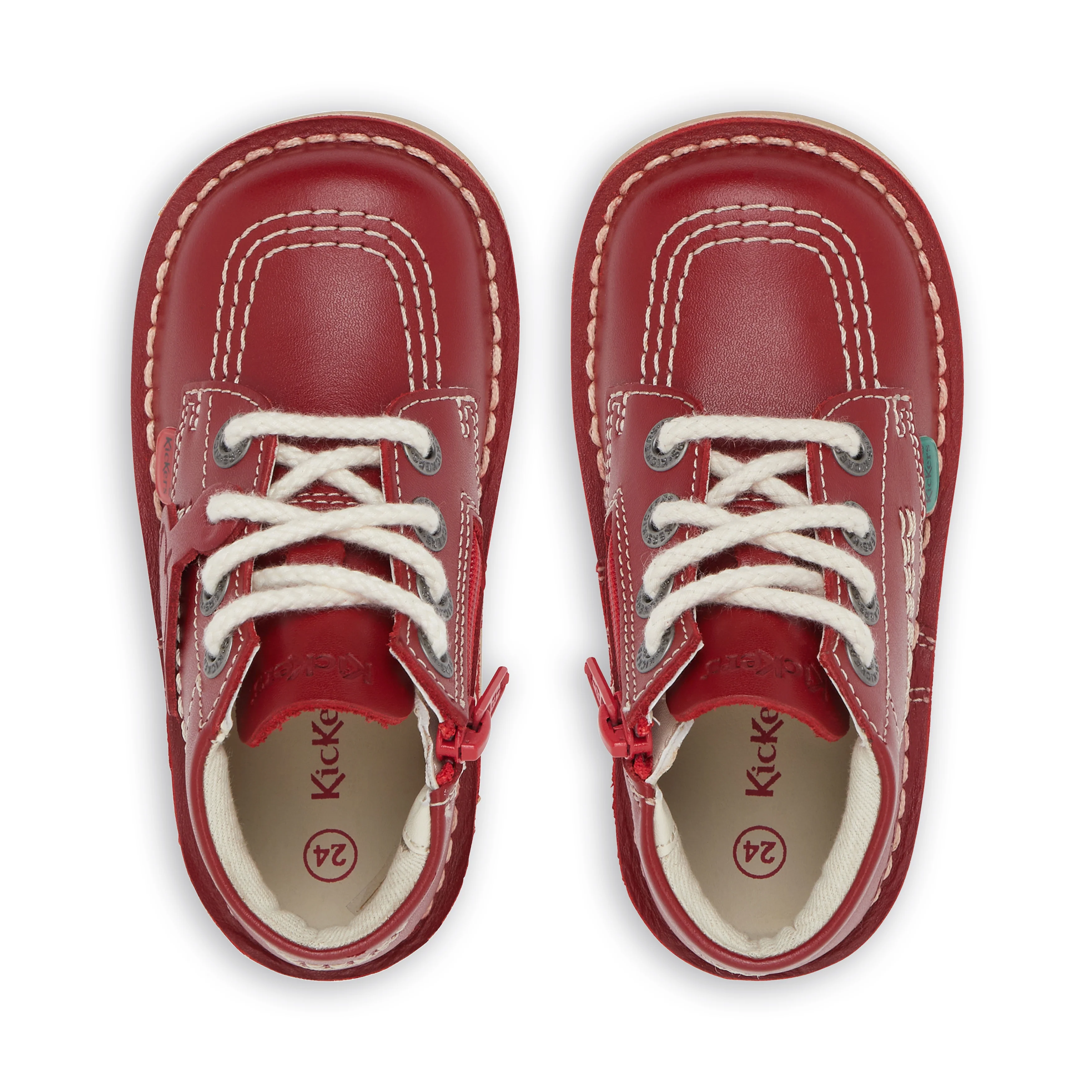 Infant Unisex Kick Hi Zip Leather Red - Image 4