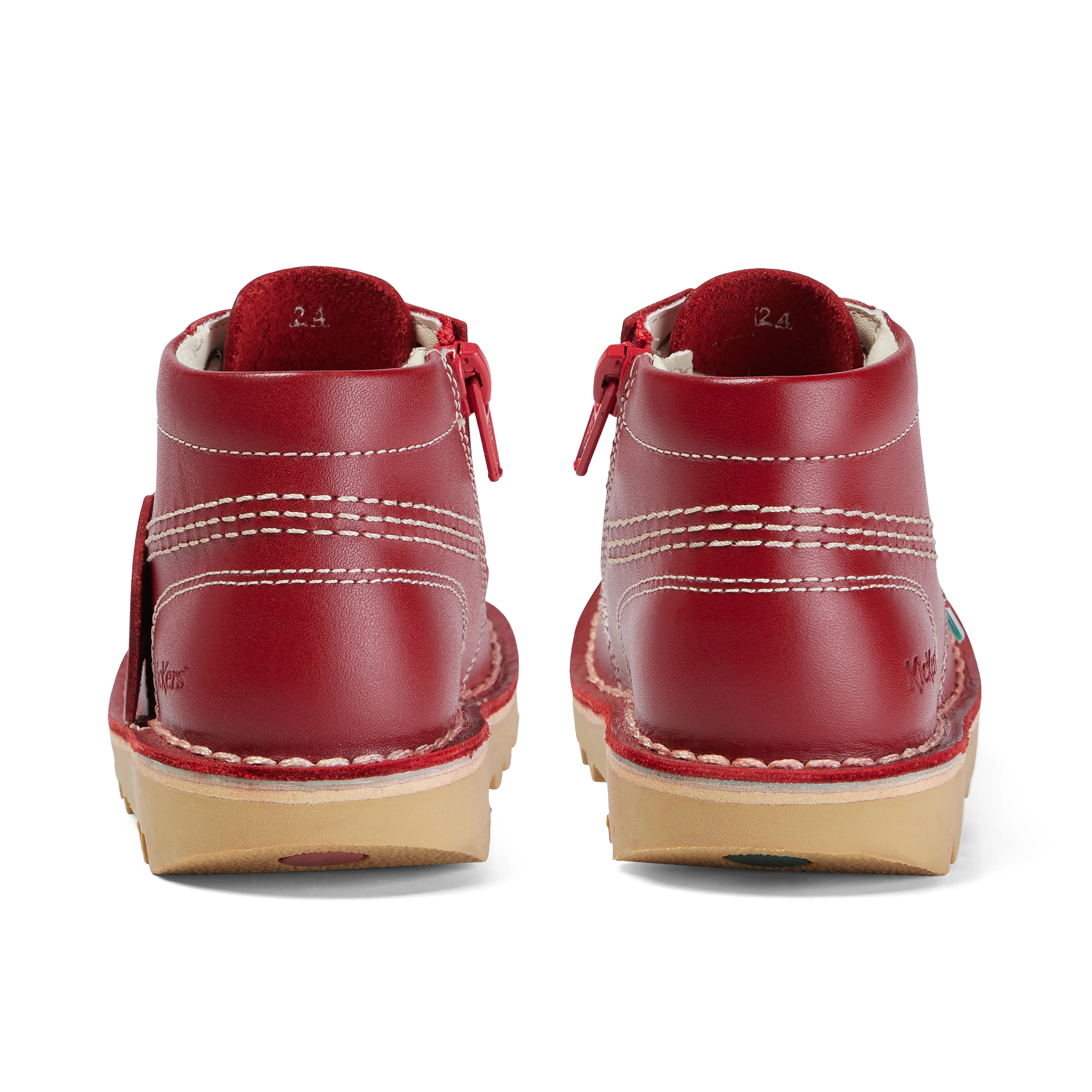 Infant Unisex Kick Hi Zip Leather Red - Image 5