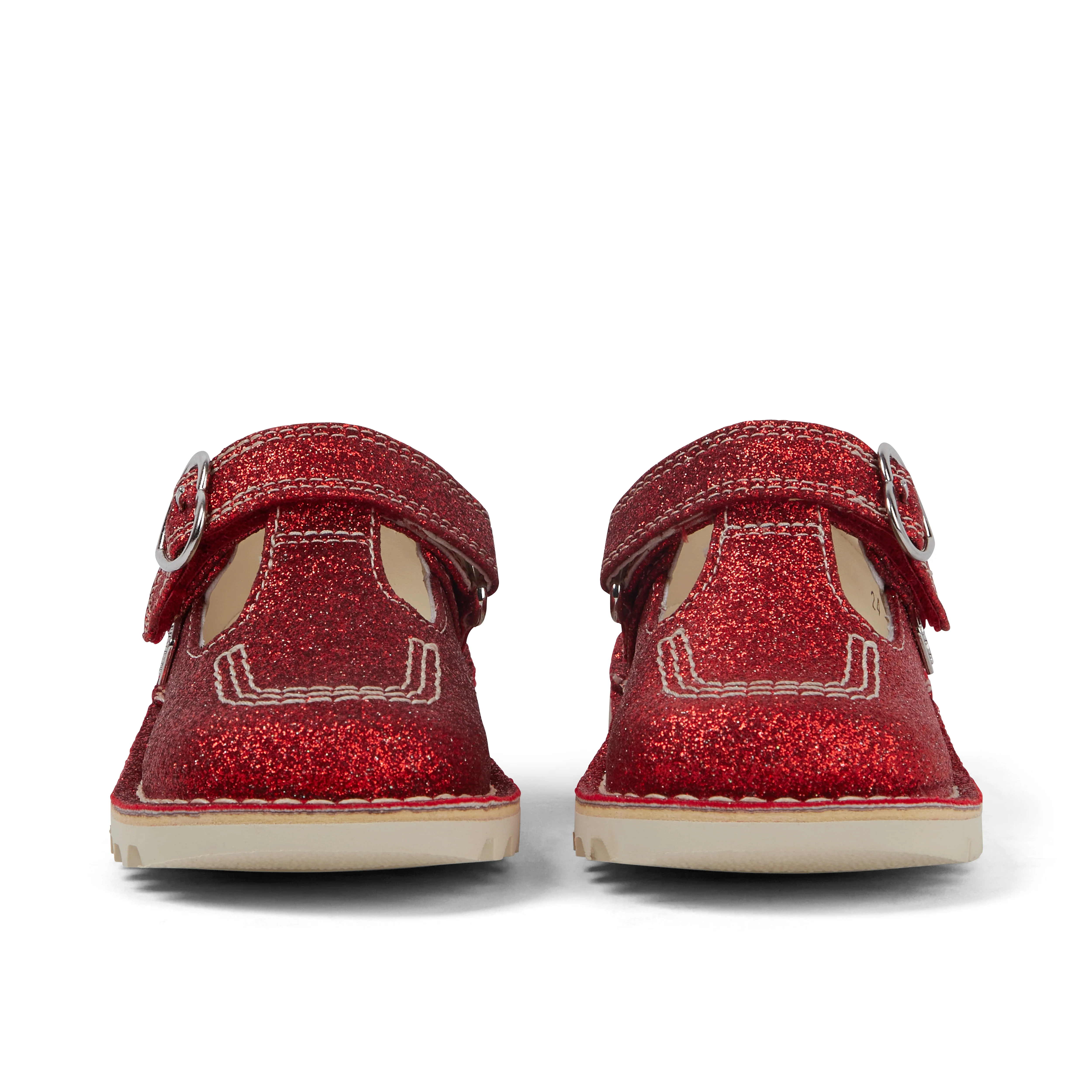 Infant Unisex Kick T-Bar Glitter Shoes Red - Image 2