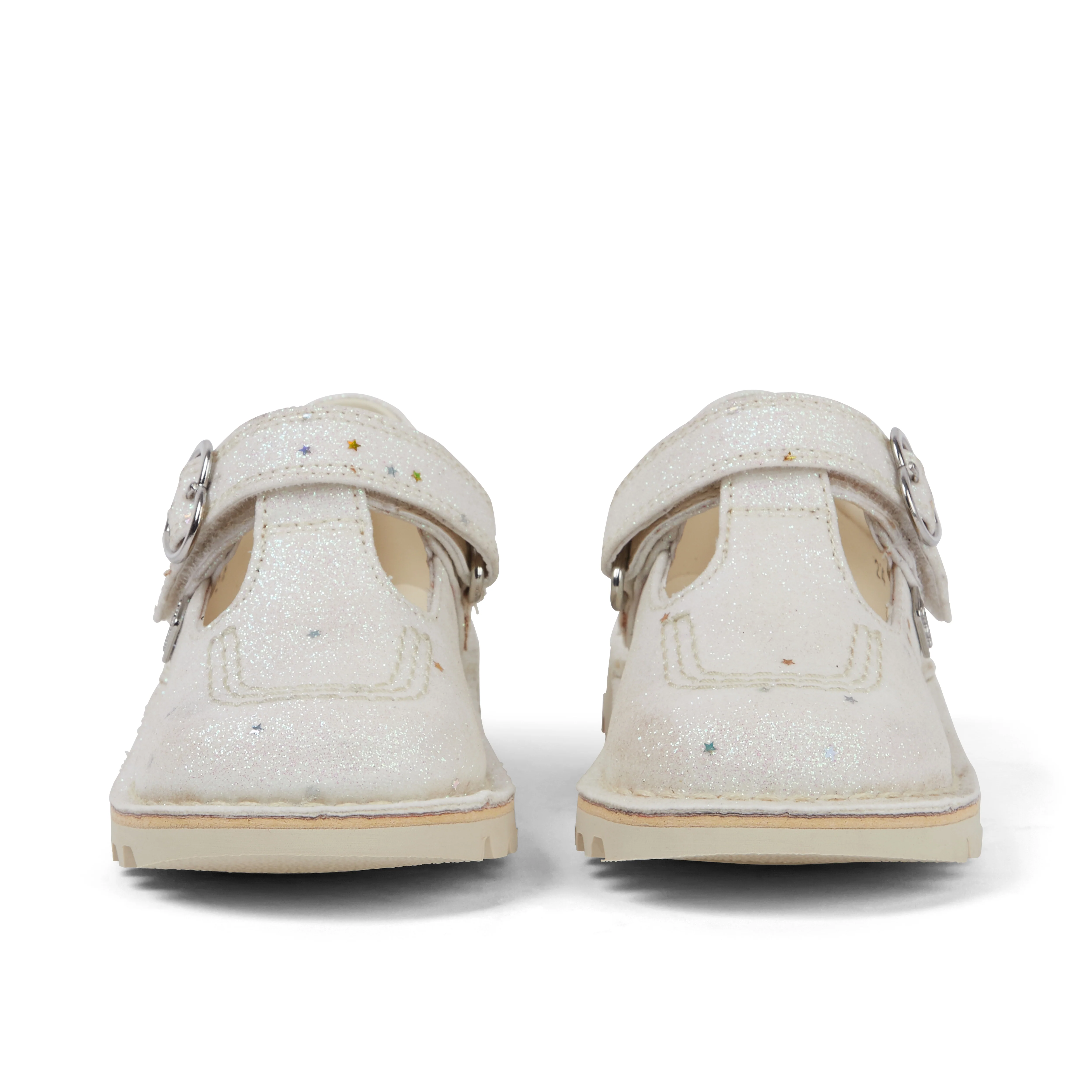 Infant Unisex Kick T-Bar Glitter Shoes White - Image 2