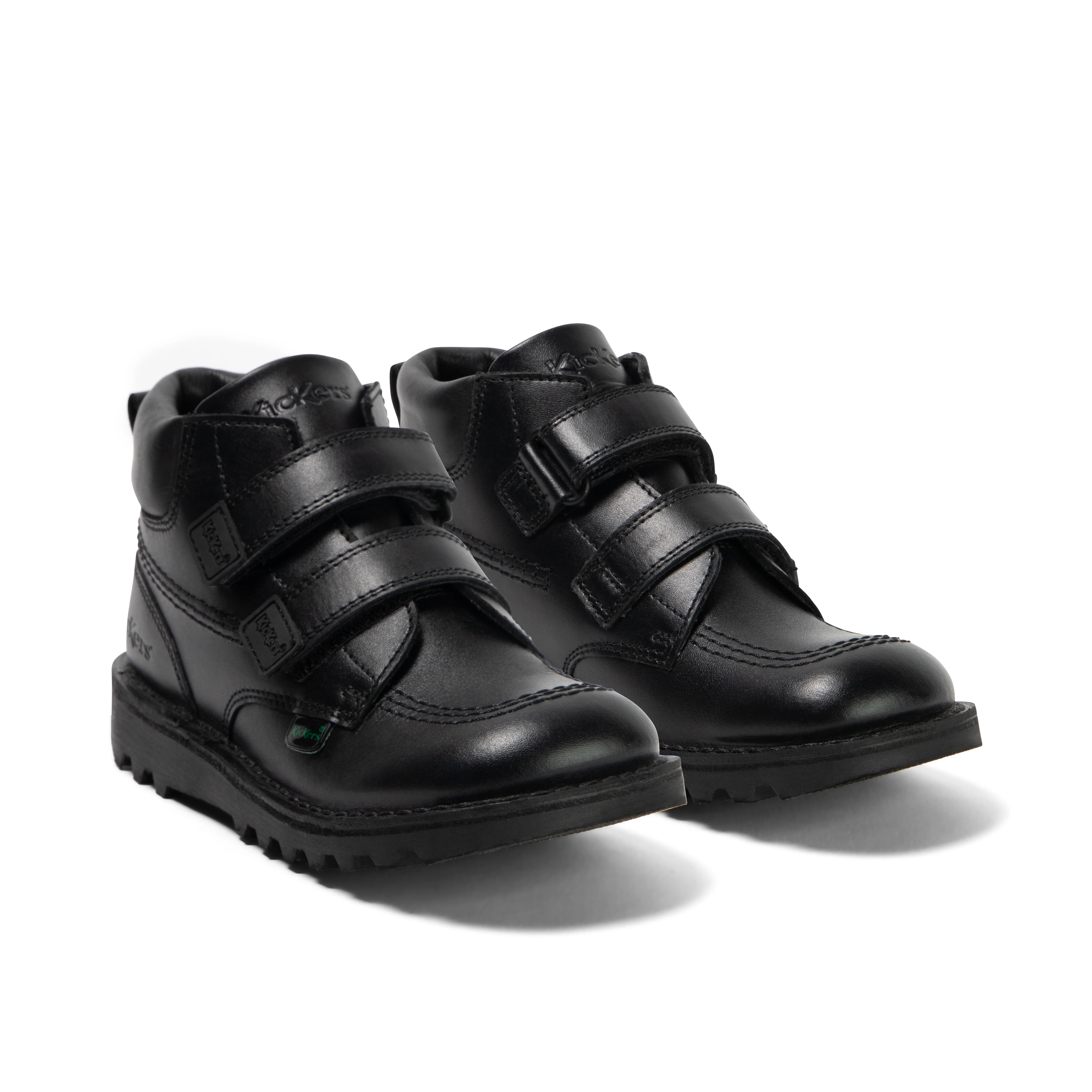 Junior Boys Kick Hi Roll Leather Black - Image 3