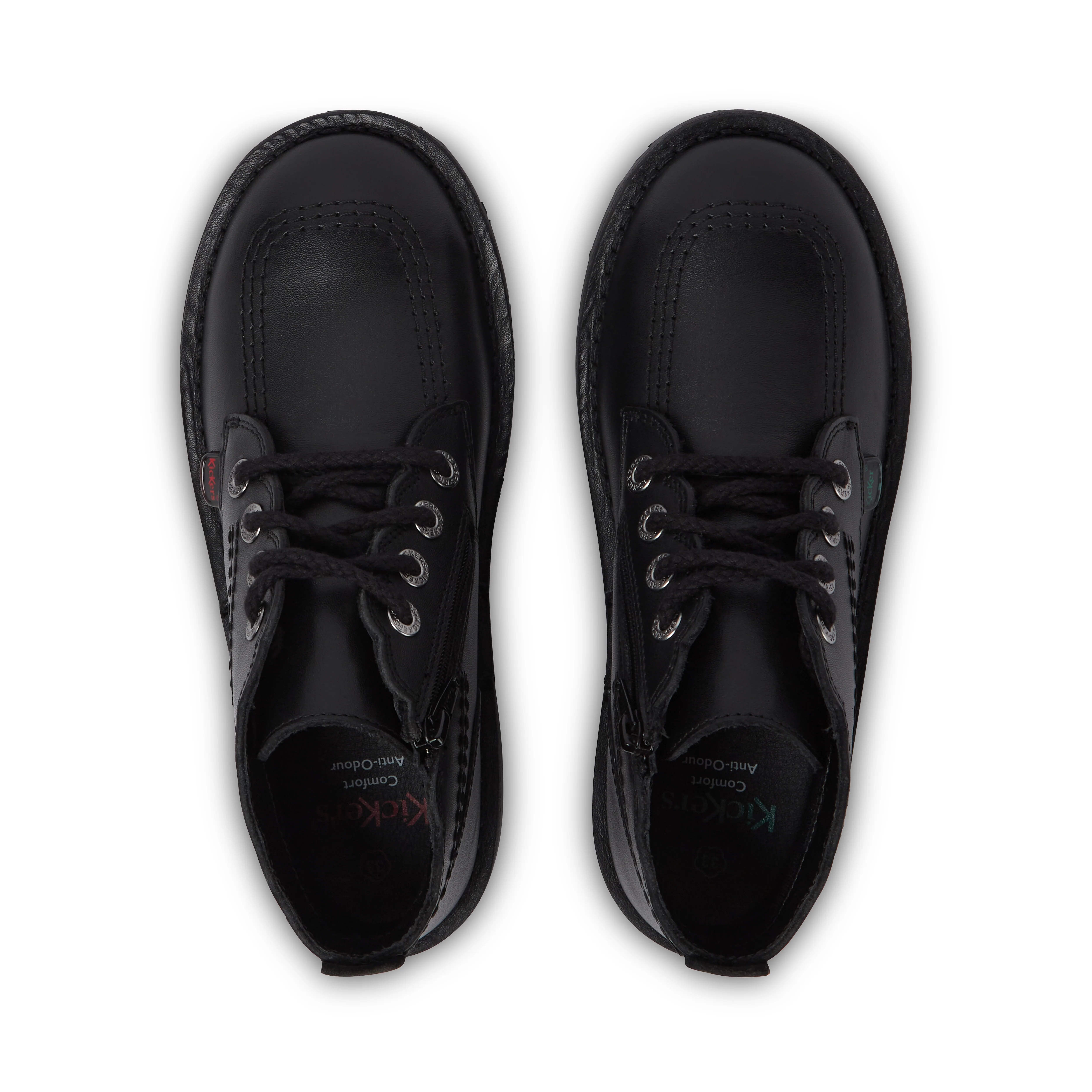 Junior Girls Adlar Hi Scallop Leather Boots Black - Image 4